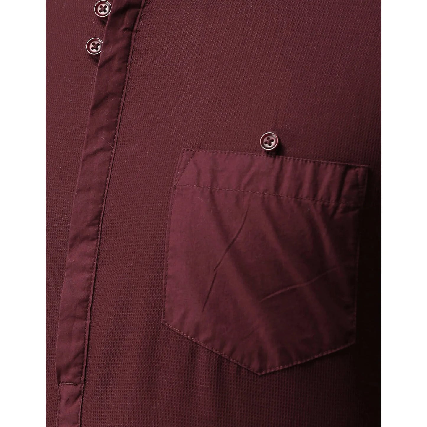 Celio* Solid Regular Fit Cotton Burgundy Shirt