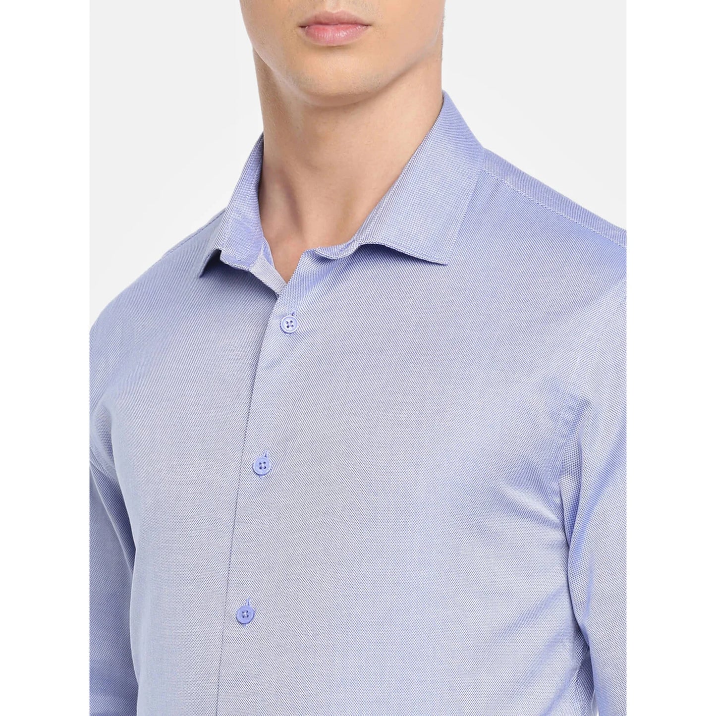 Celio* Solid Regular Fit Cotton Blue Formal Shirt