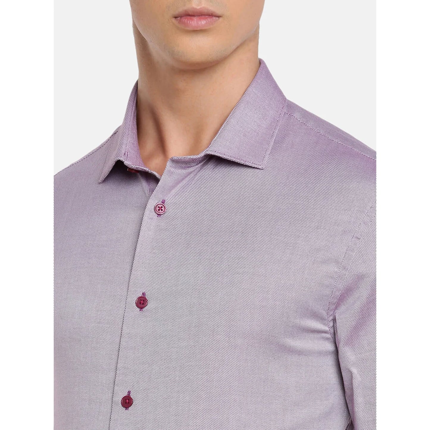 Celio* Solid Regular Fit Cotton Purple Formal Shirt