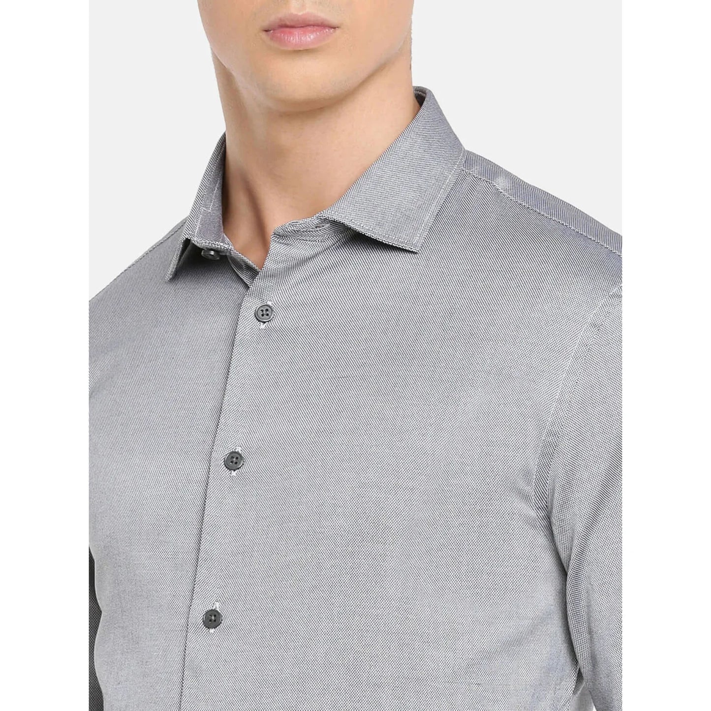 Celio* Solid Regular Fit Cotton Grey Formal Shirt