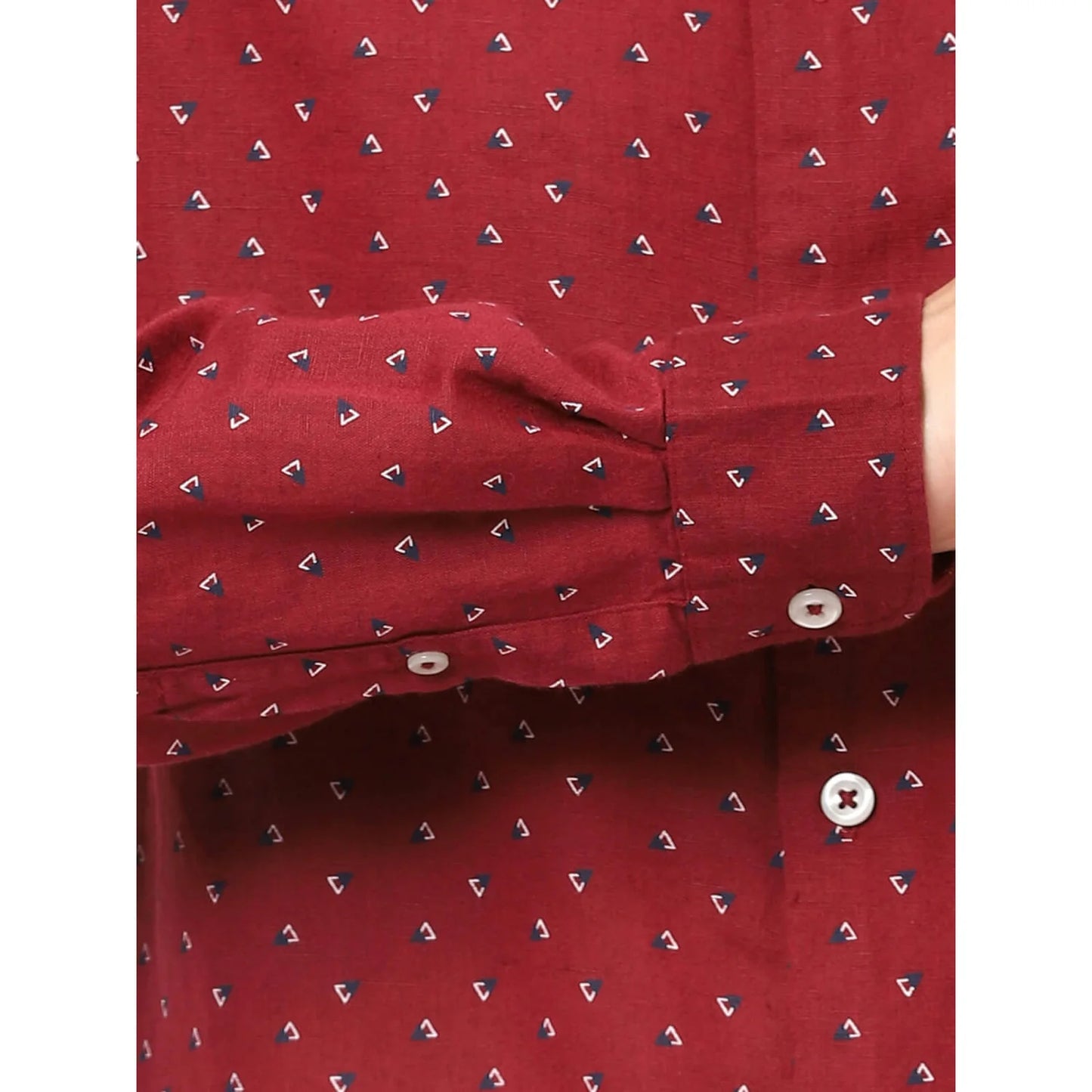 Celio* Printed Regular Fit Linen-Blend Red Shirt