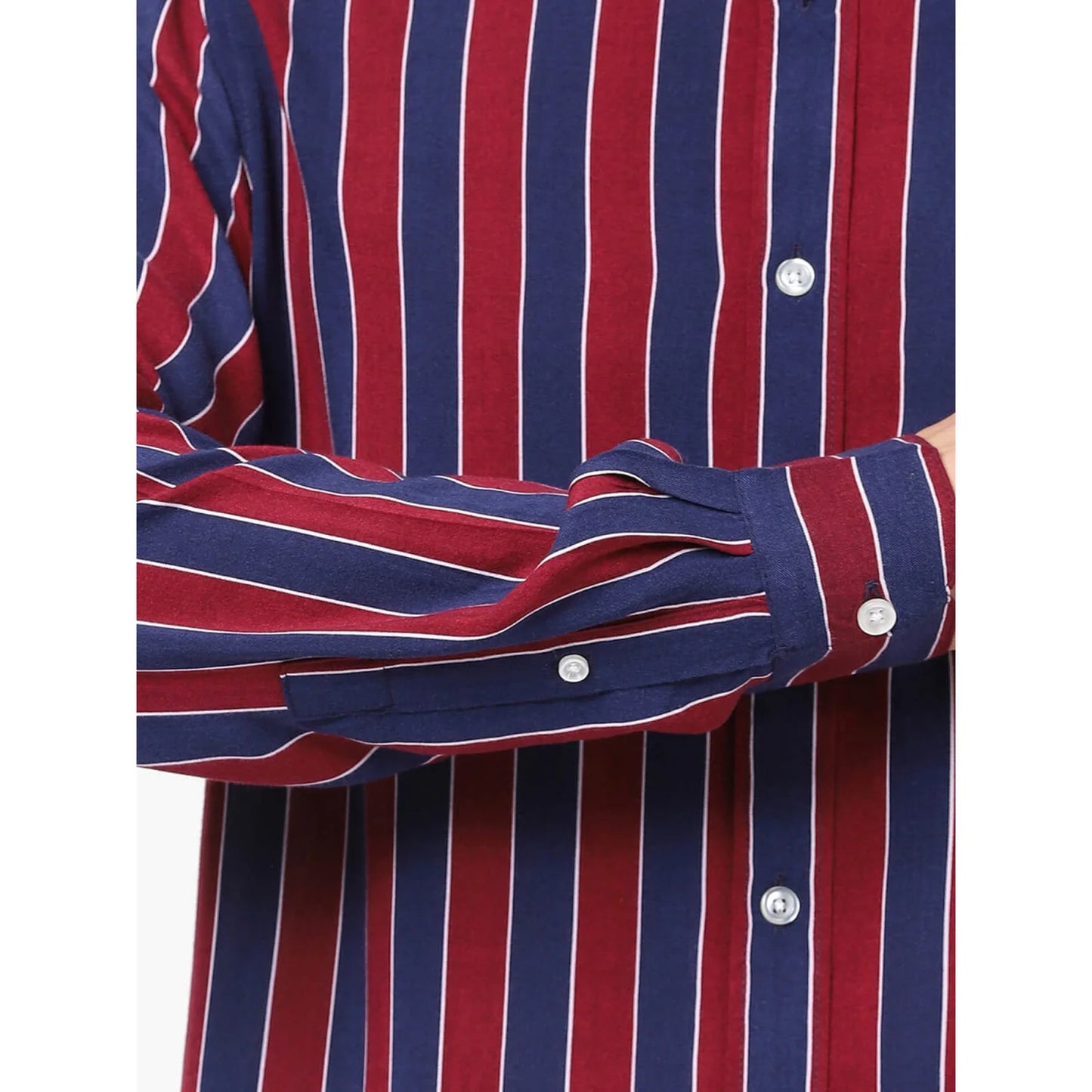 Celio* Striped Regular Fit Cotton Red Shirt