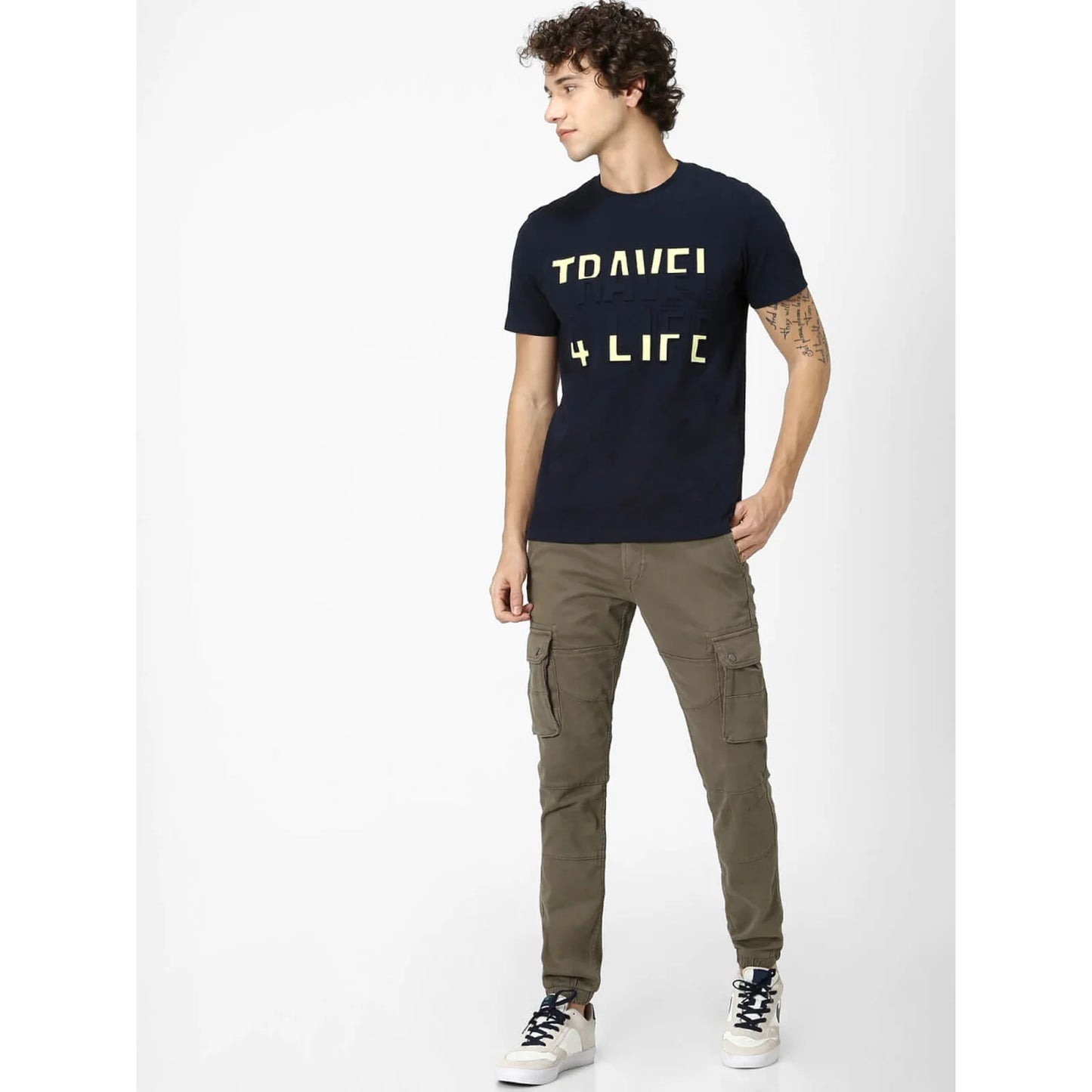 Celio* Printed Regular Fit Cotton Navy Blue T-Shirt