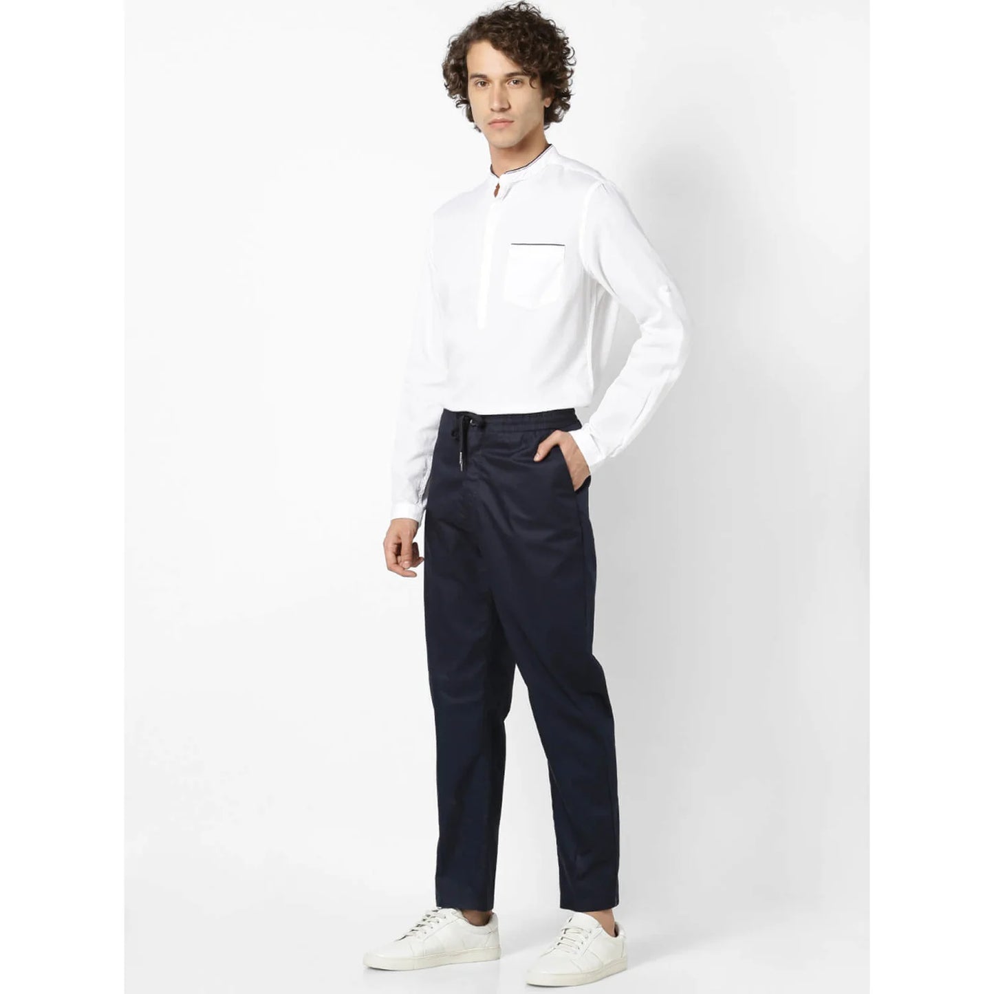 Celio* Cotton Regular Fit Navy Blue Trouser