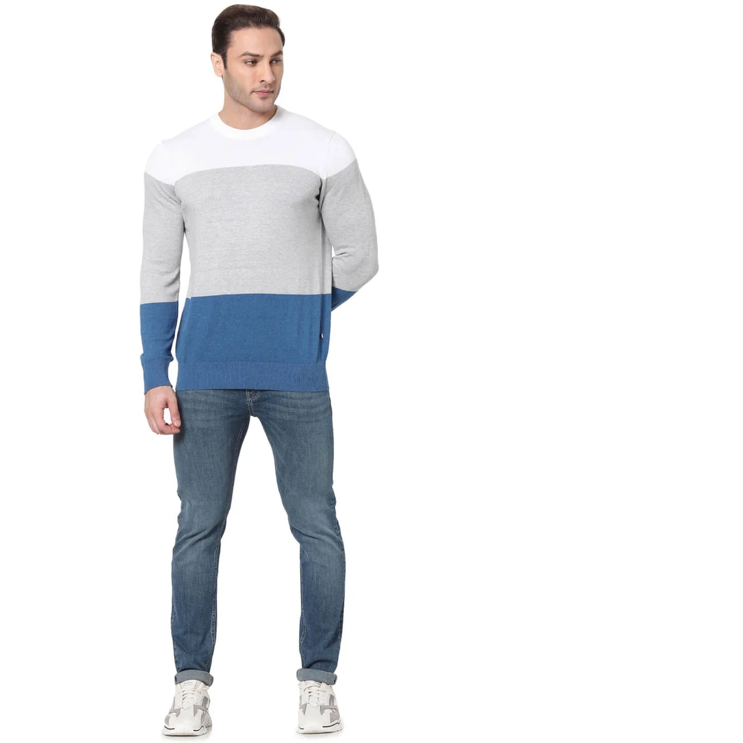 Celio* Colourblock Regular Fit Cotton Multi Sweater