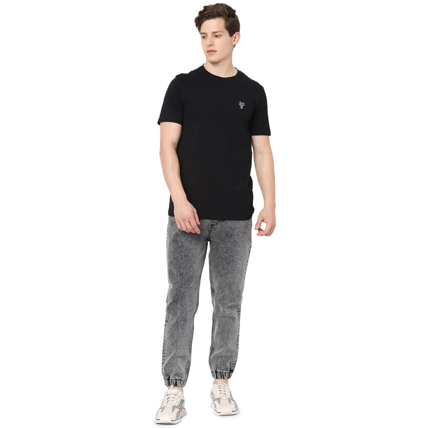 Celio* Printed Regular Fit Cotton Black T-Shirt