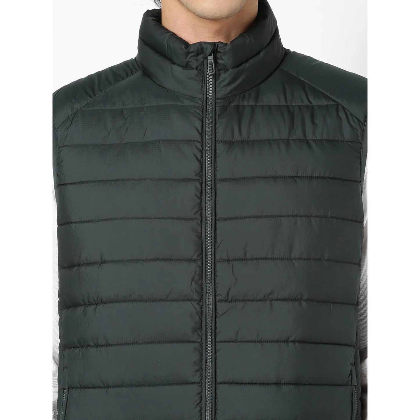 Celio* Solid Regular Fit Poly-Cotton Green Jacket