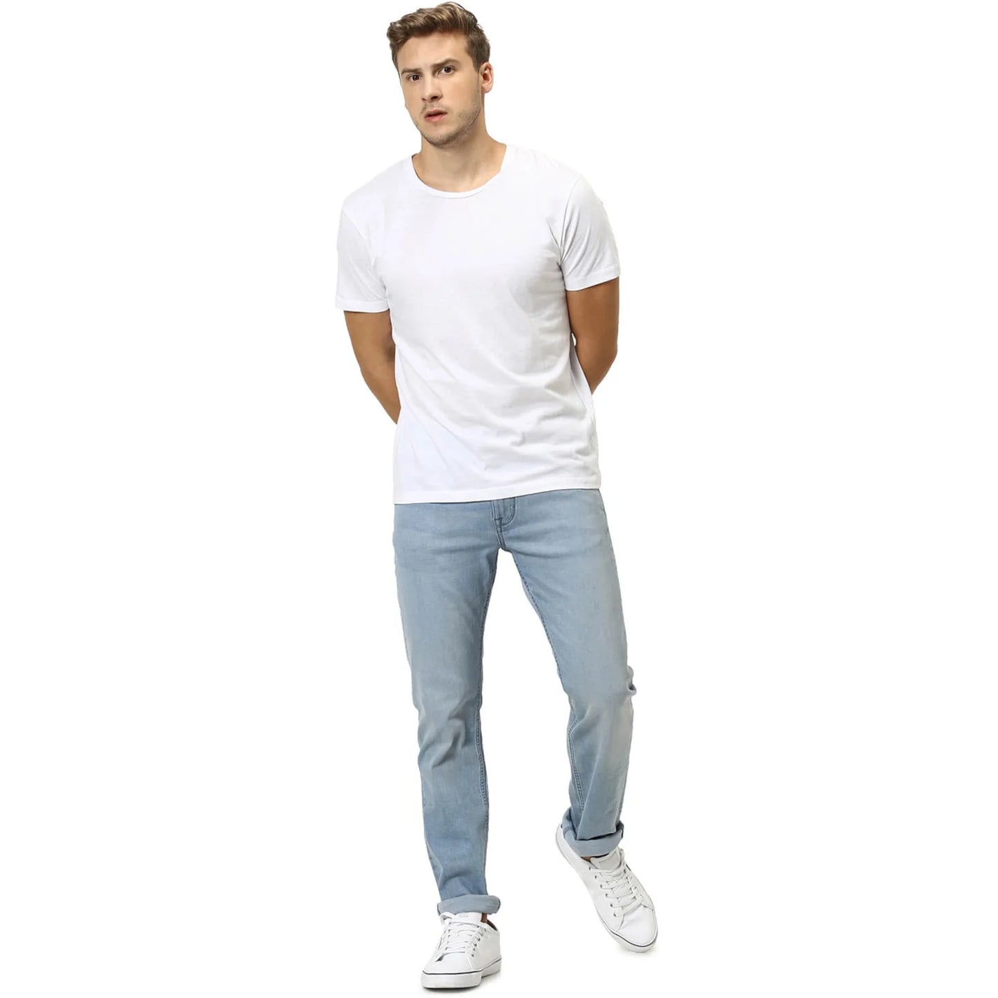 Celio* Solid Regular Fit Cotton White T-Shirt