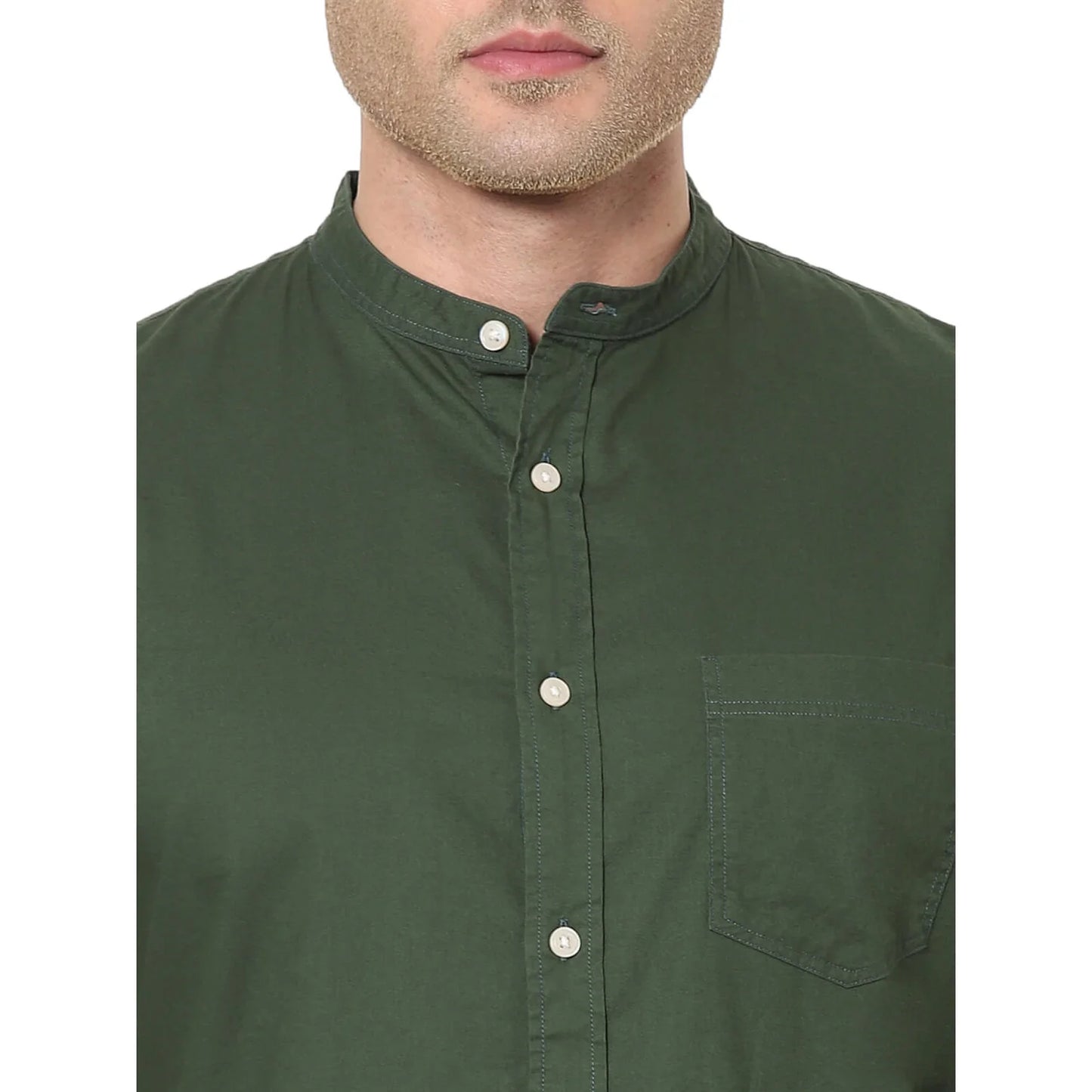 Celio* Solid Regular Fit Cotton Green Shirt