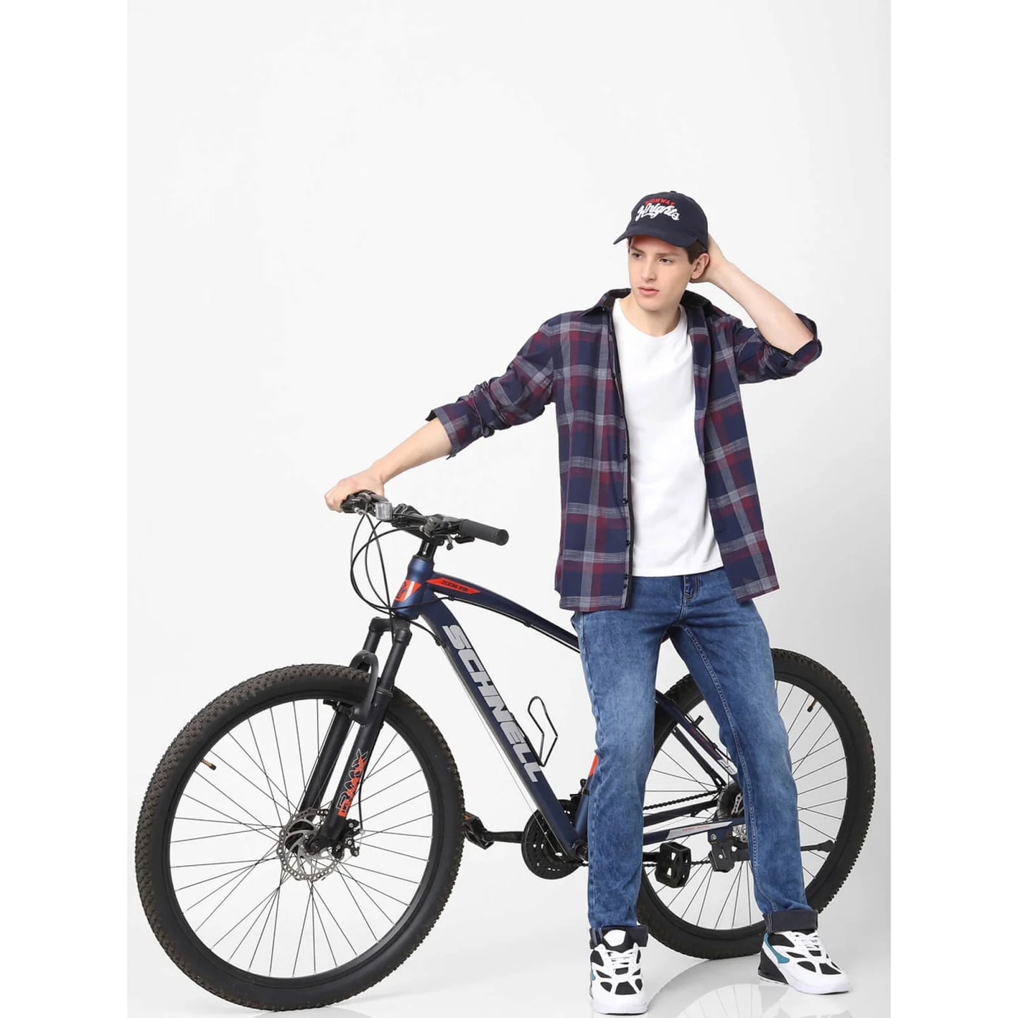 Celio* Checked Regular Fit Cotton Navy Blue Shirt