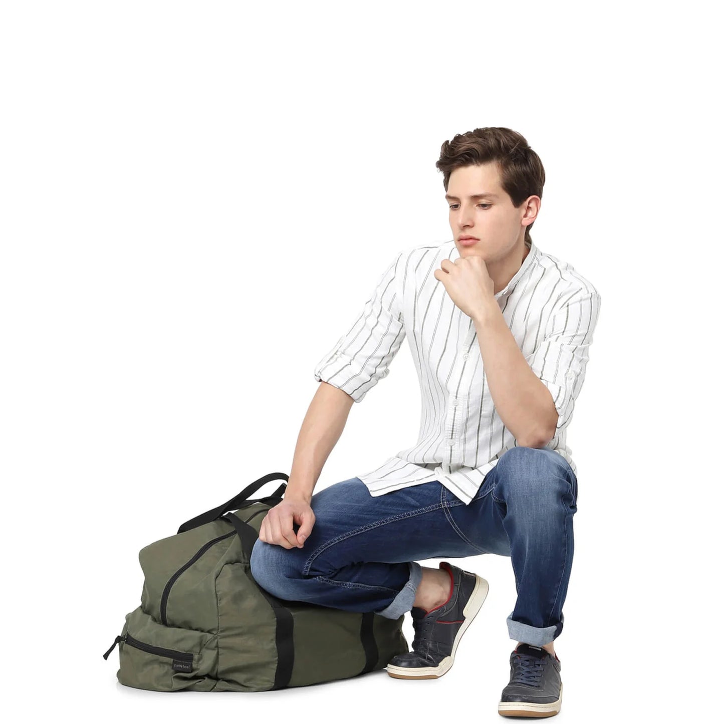 Celio* Striped Regular Fit Cotton White Shirt