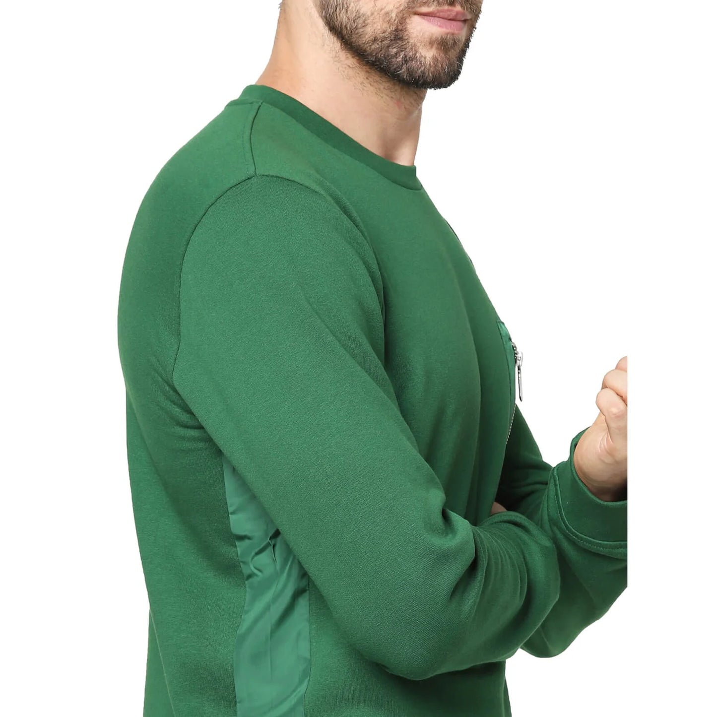 Celio* Solid Regular Fit Cotton Green Sweatshirt