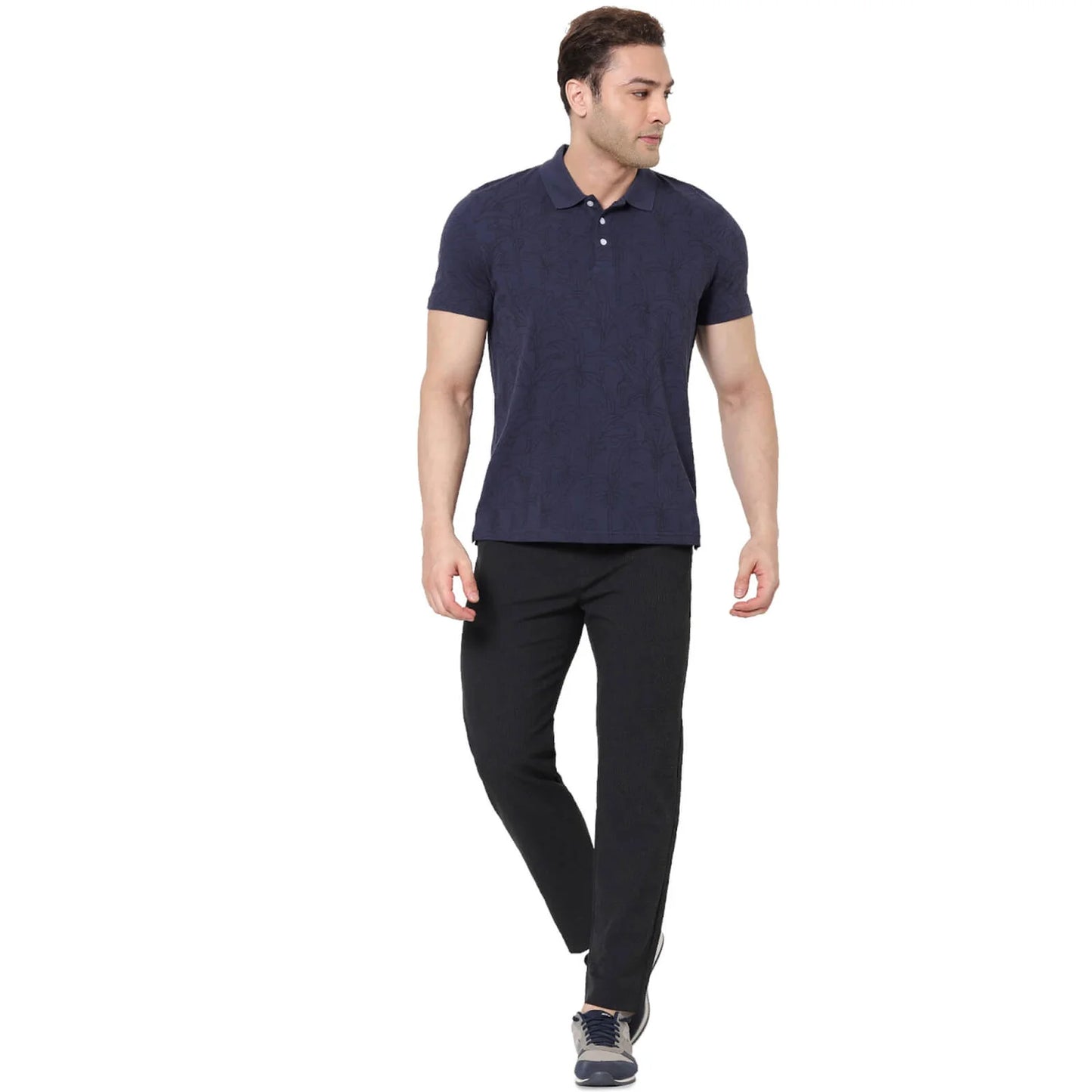 Celio* Printed Regular Fit Cotton Navy Blue T-Shirt