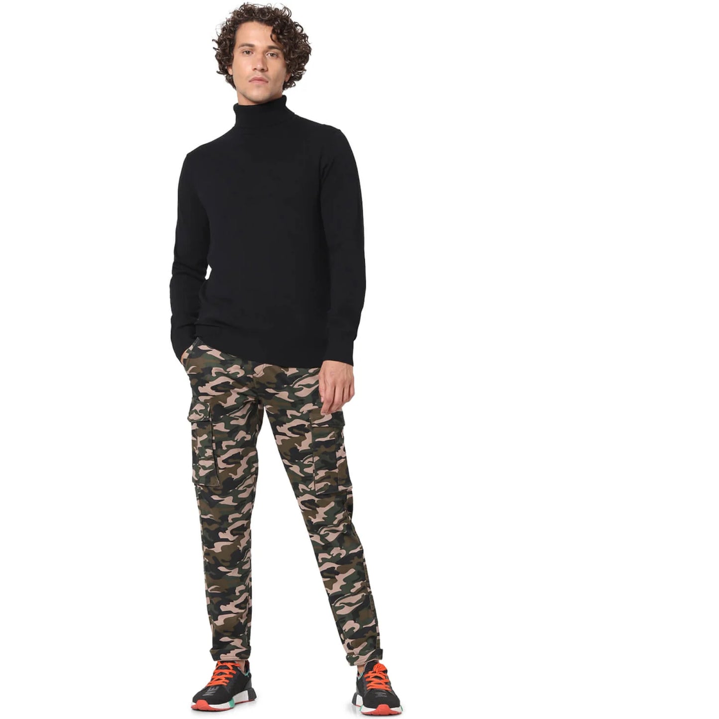 Celio* Solid Regular Fit Cotton-Blend Black Sweater