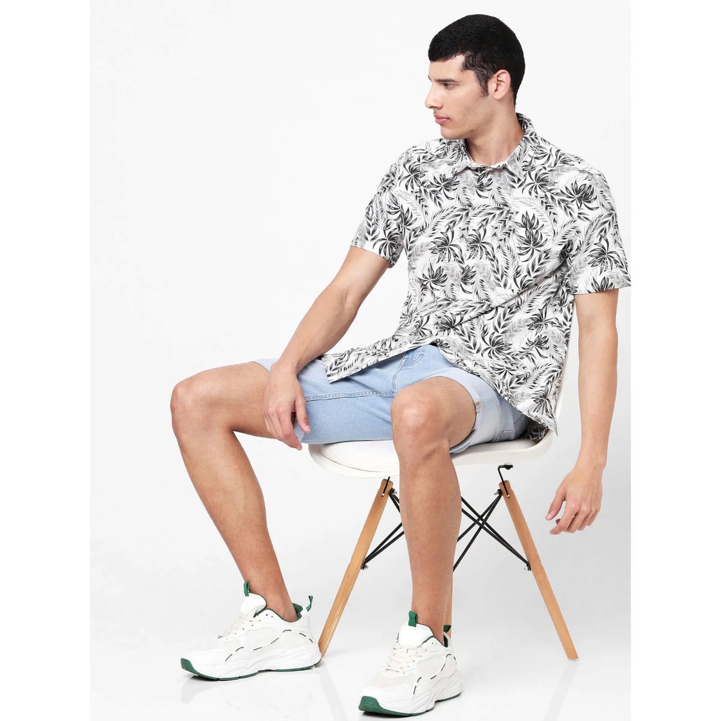 Celio* Printed Regular Fit Cotton White Shirt