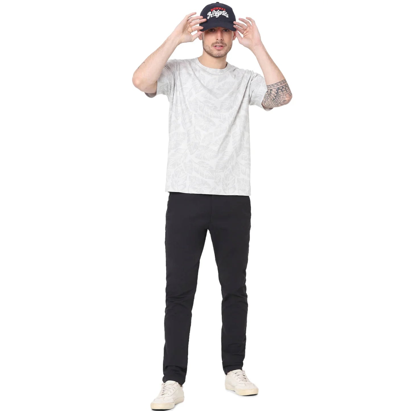 Celio* Printed Regular Fit Cotton Grey T-Shirt