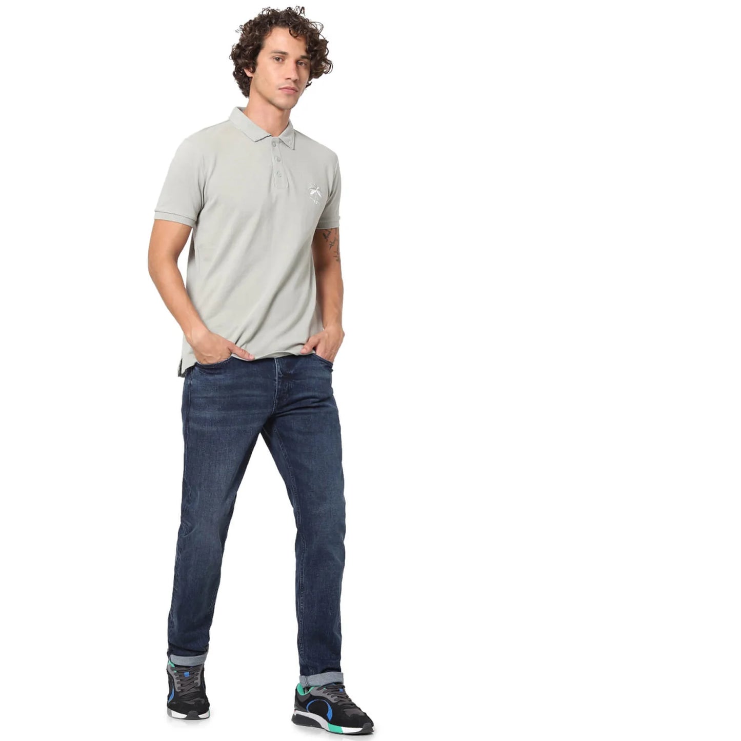 Celio* Solid Regular Fit Cotton Grey T-Shirt