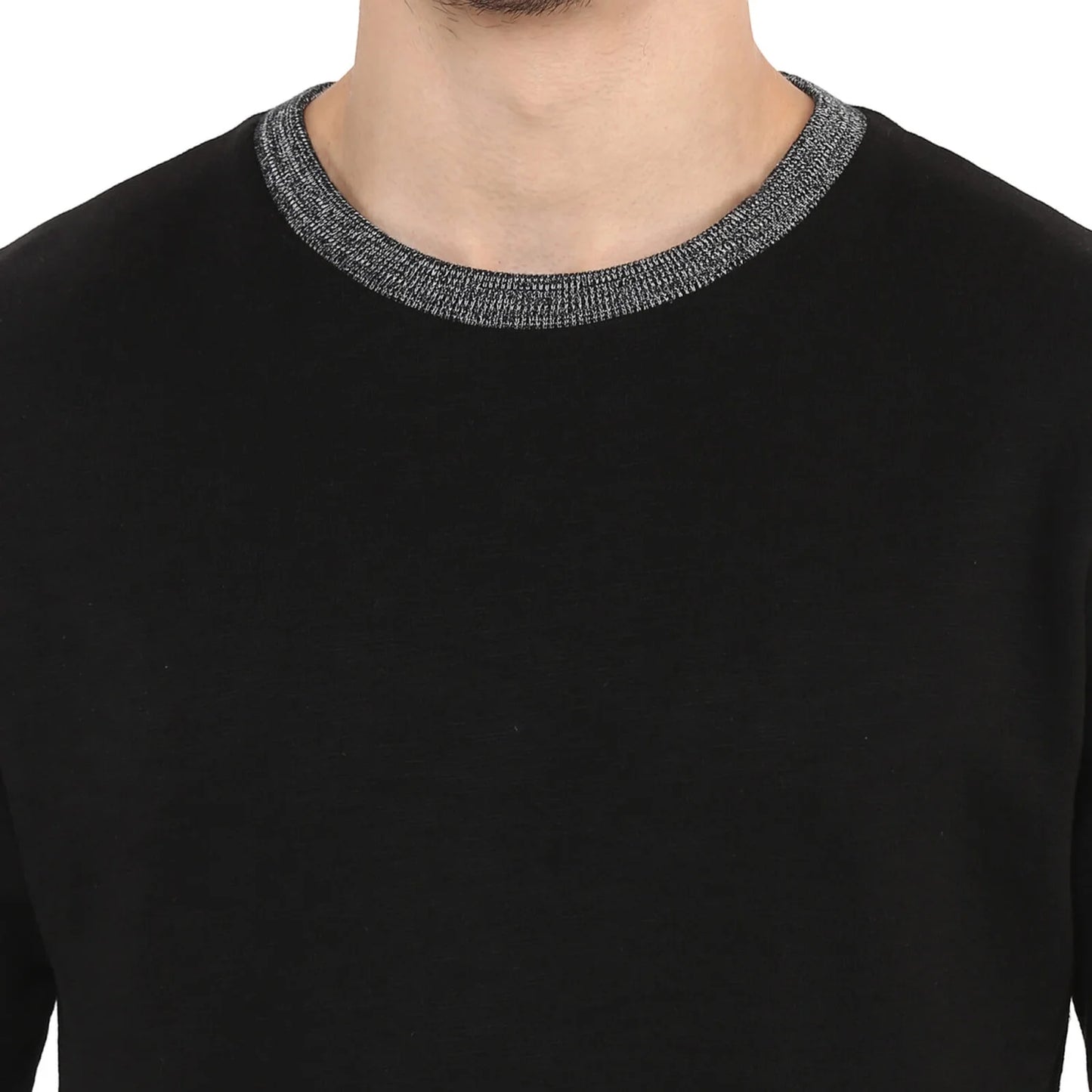 Celio* Solid Regular Fit Cotton Black Sweatshirt