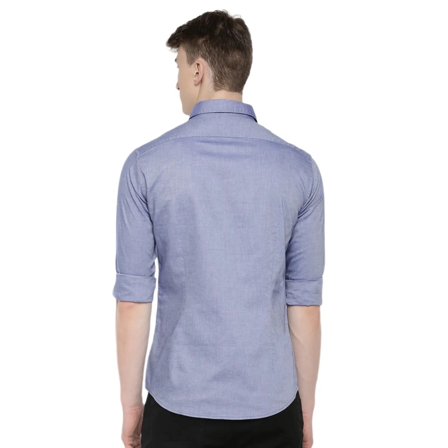 Celio* Solid Regular Fit Cotton Blue Shirt