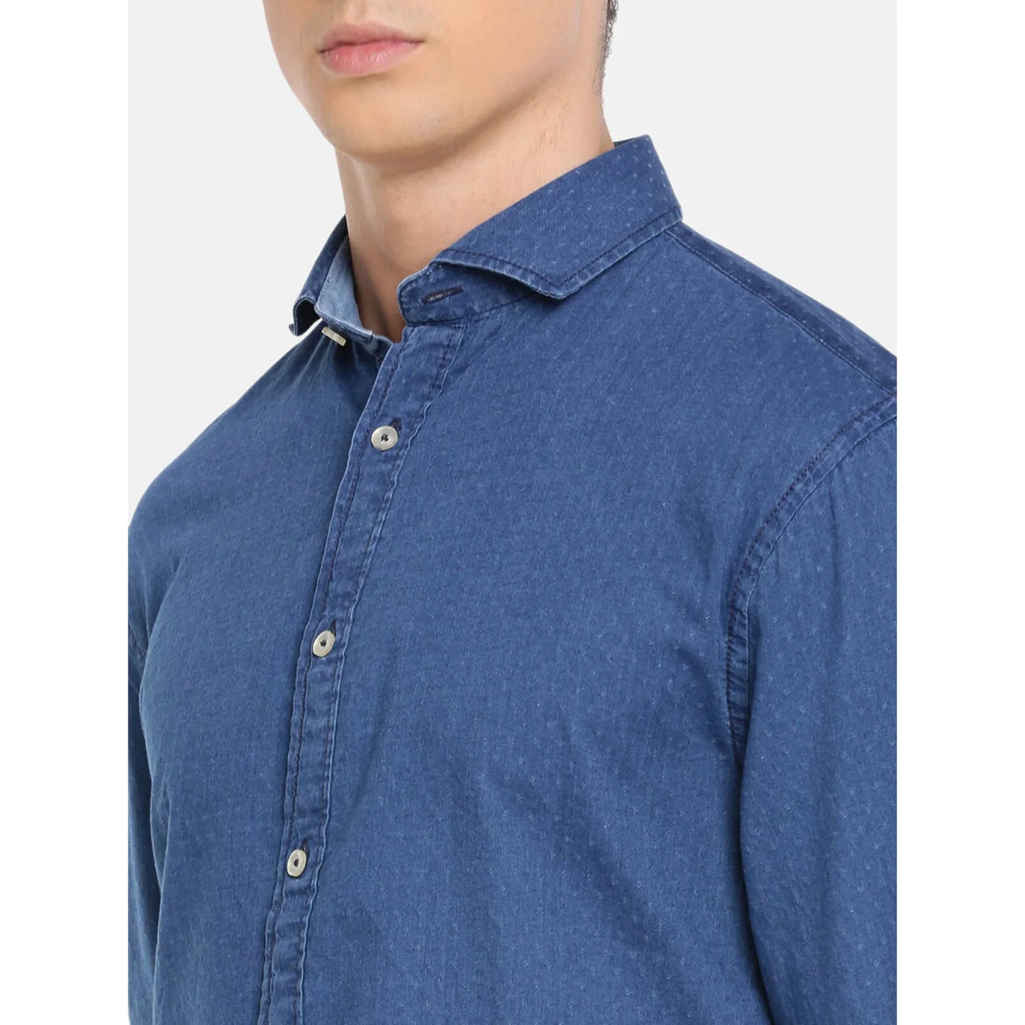 Celio* Solid Regular Fit Cotton Blue Shirt