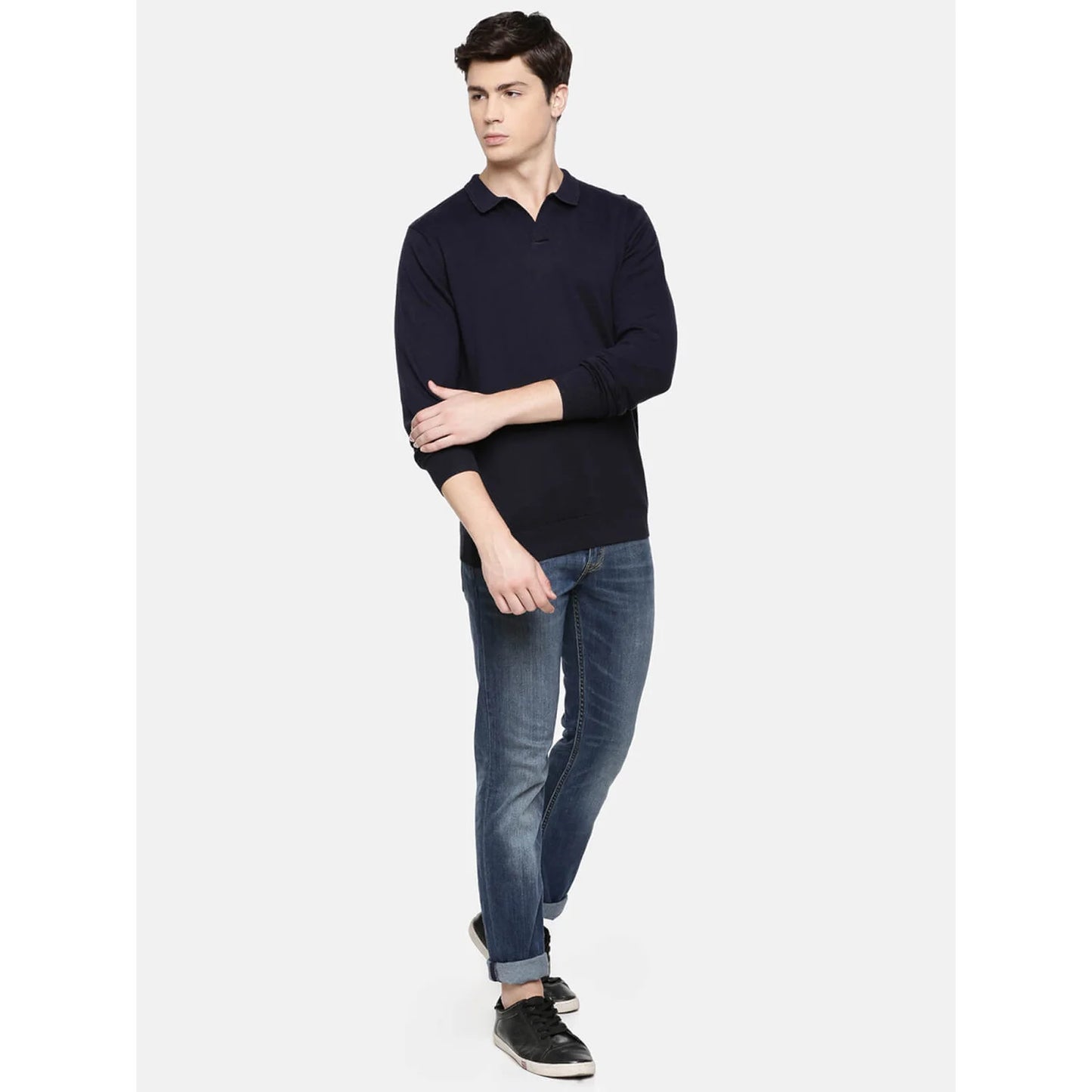 Celio* Solid Regular Fit Cotton Navy Blue T-Shirt