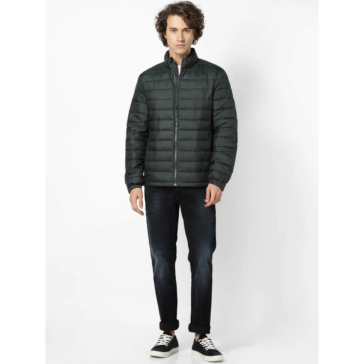 Celio* Printed Regular Fit Polyester Green Jacket