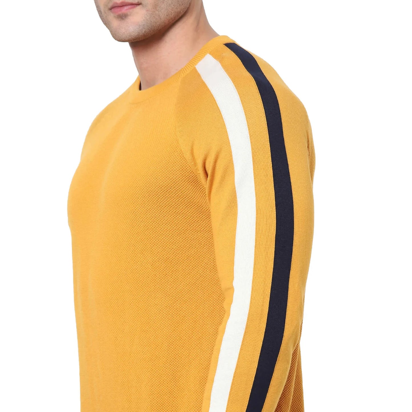 Celio* Solid Regular Fit Cotton Mustard Sweater