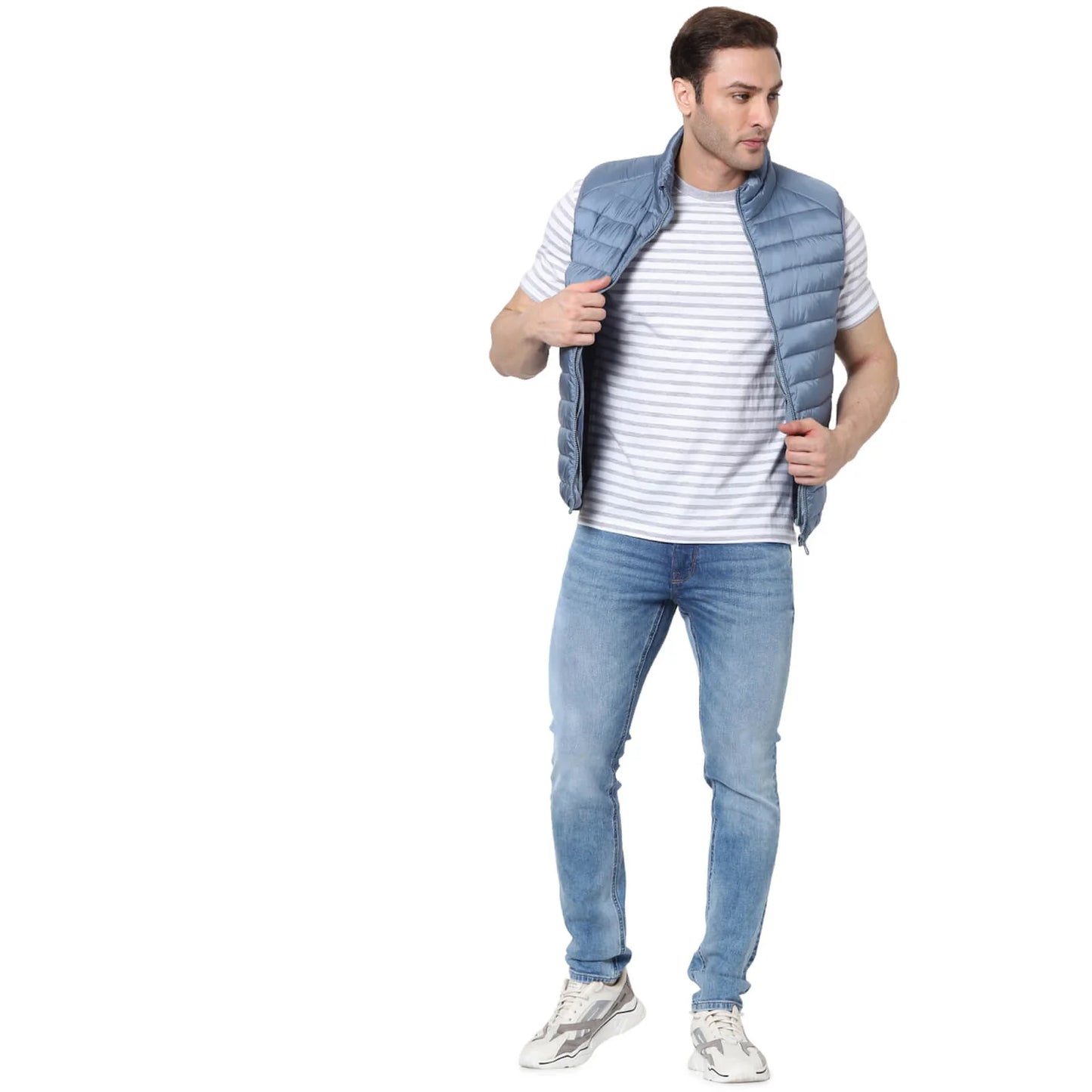 Celio* Solid Regular Fit Polyester Blue Jacket