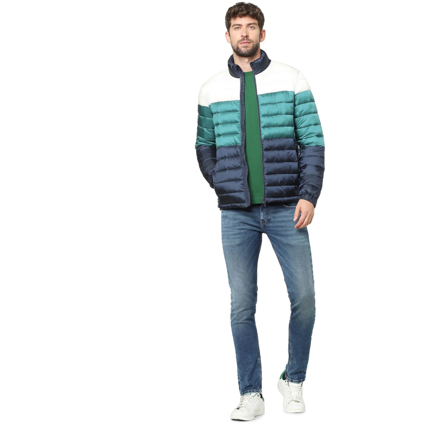 Celio* Colourblock Regular Fit Polyester Navy Blue Jacket