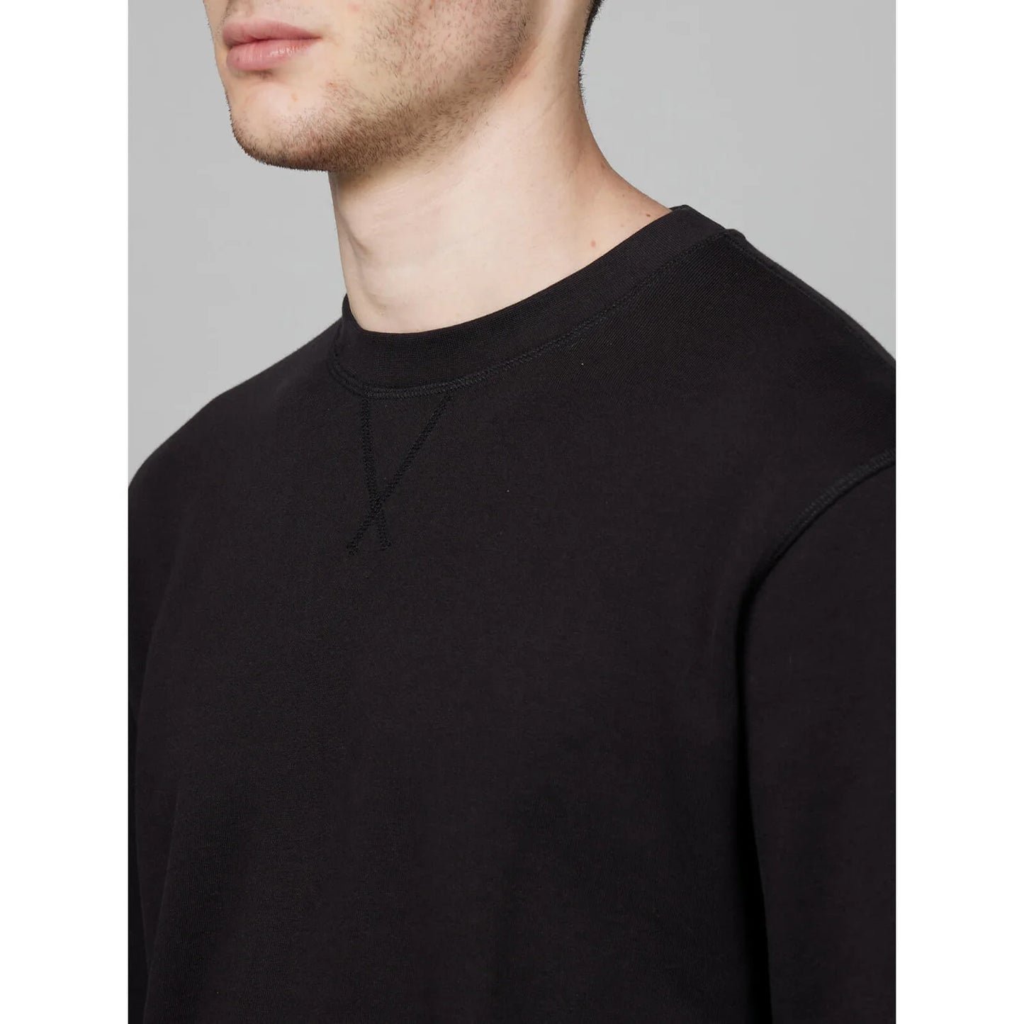 Celio* Solid Regular Fit Cotton Black Sweater