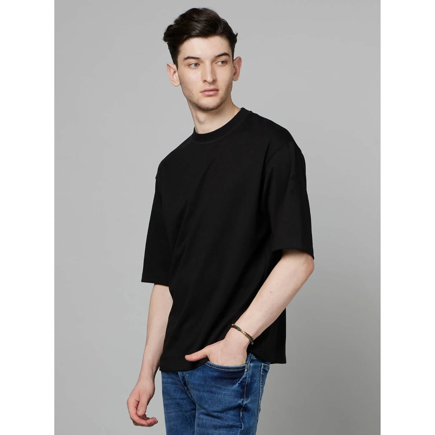 Celio* Solid Regular Fit Cotton-Poly-Blend Black T-Shirt
