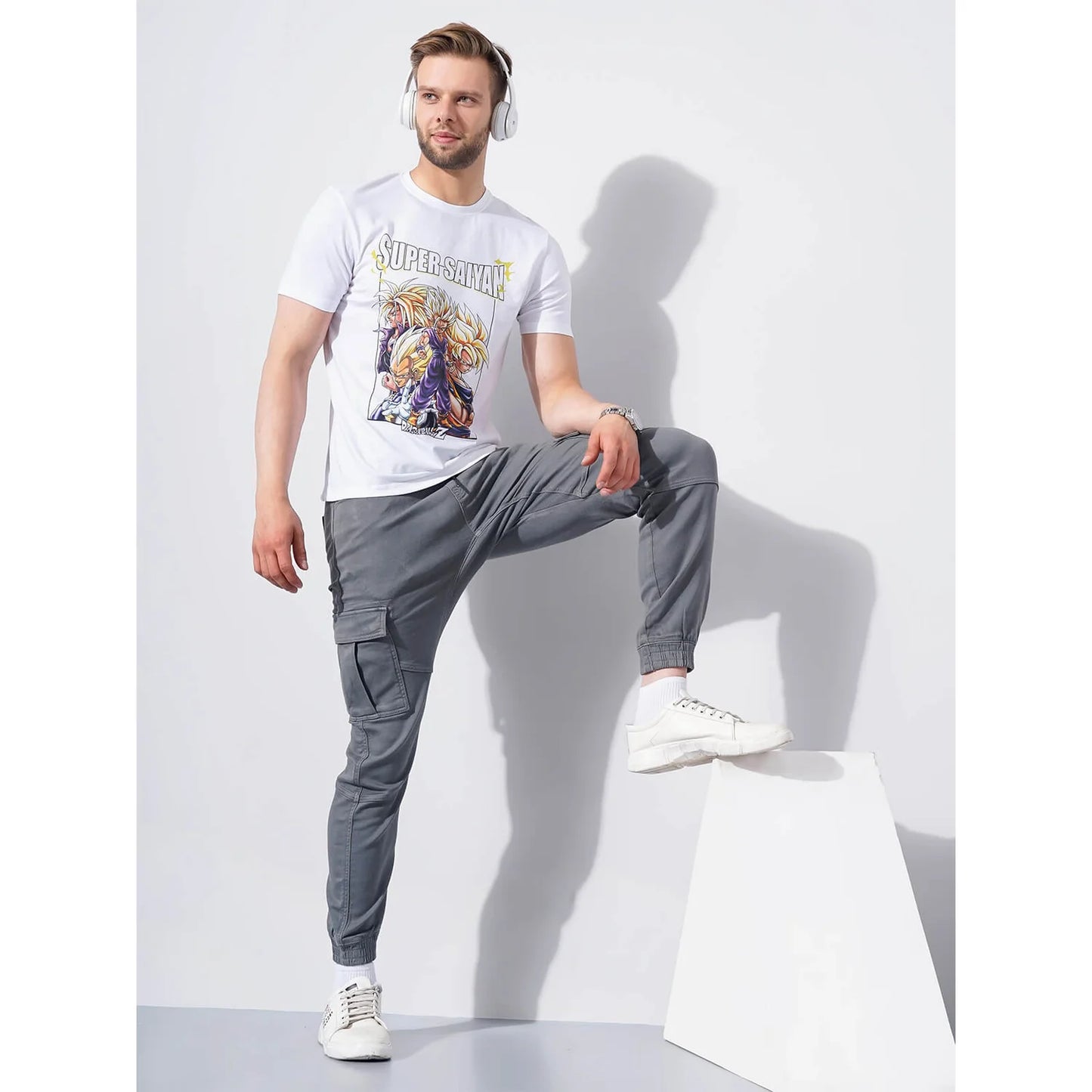 Celio* Dragonball Z Regular Fit Cotton White T-Shirt
