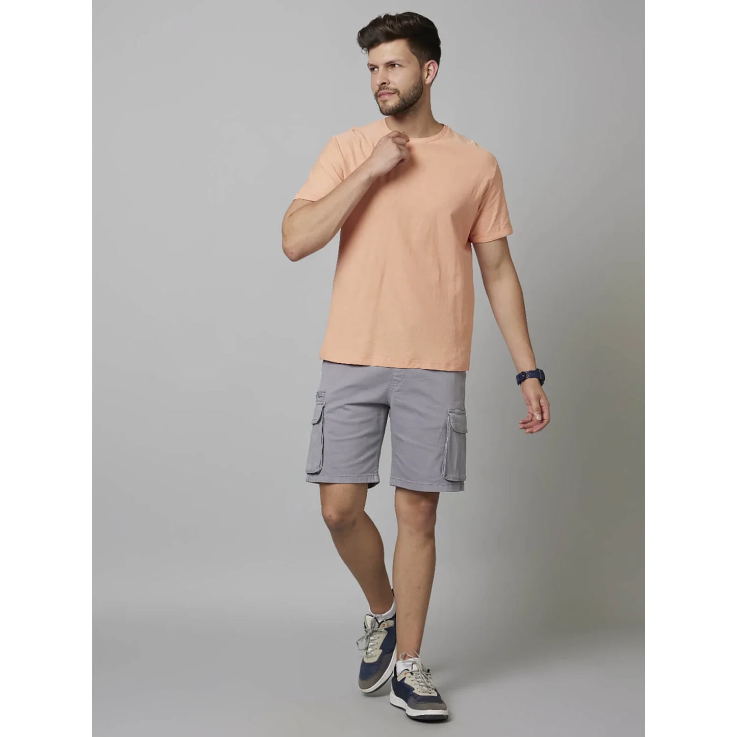 Celio* Solid Regular Fit Cotton Orange T-Shirt
