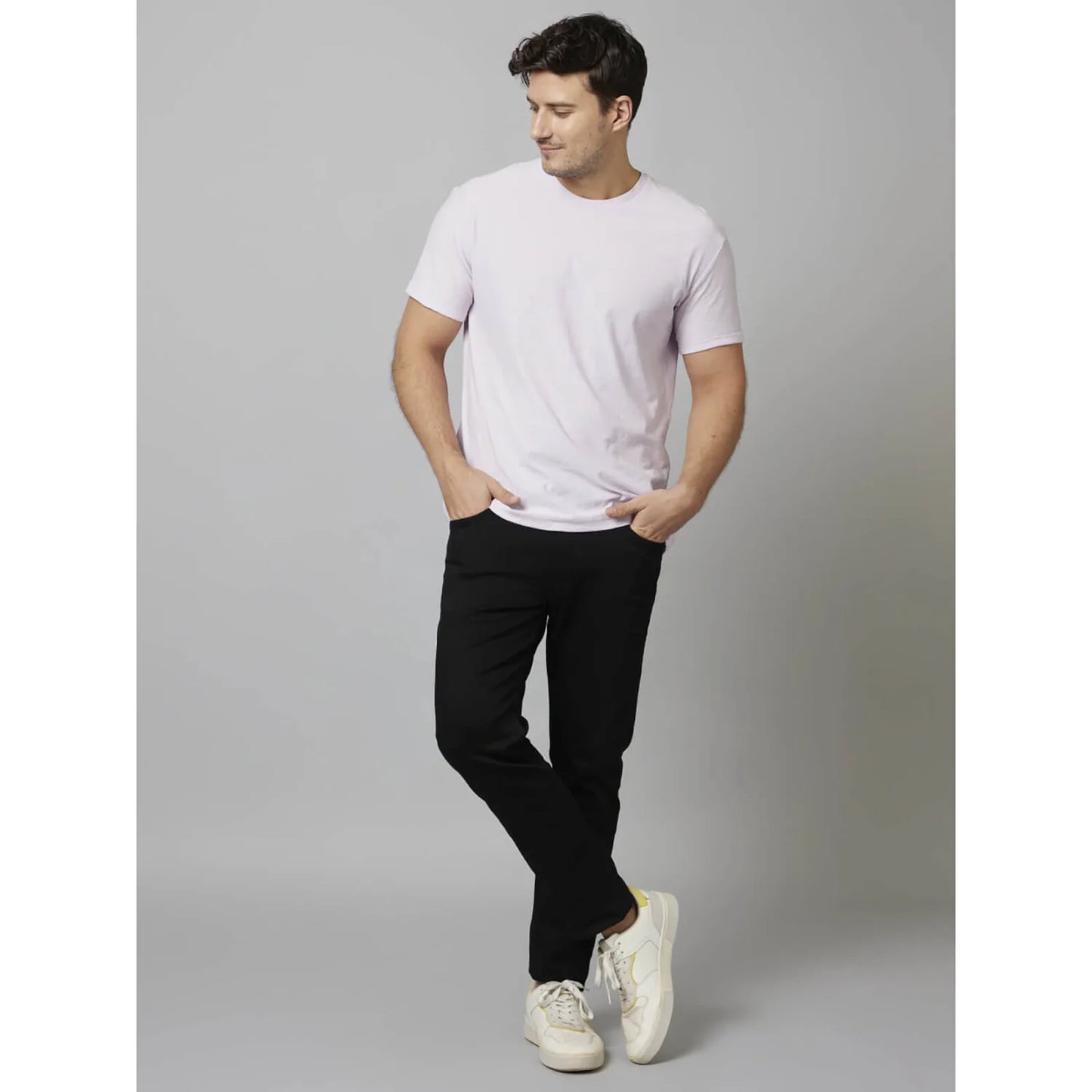 Celio* Solid Regular Fit Cotton Purple T-Shirt