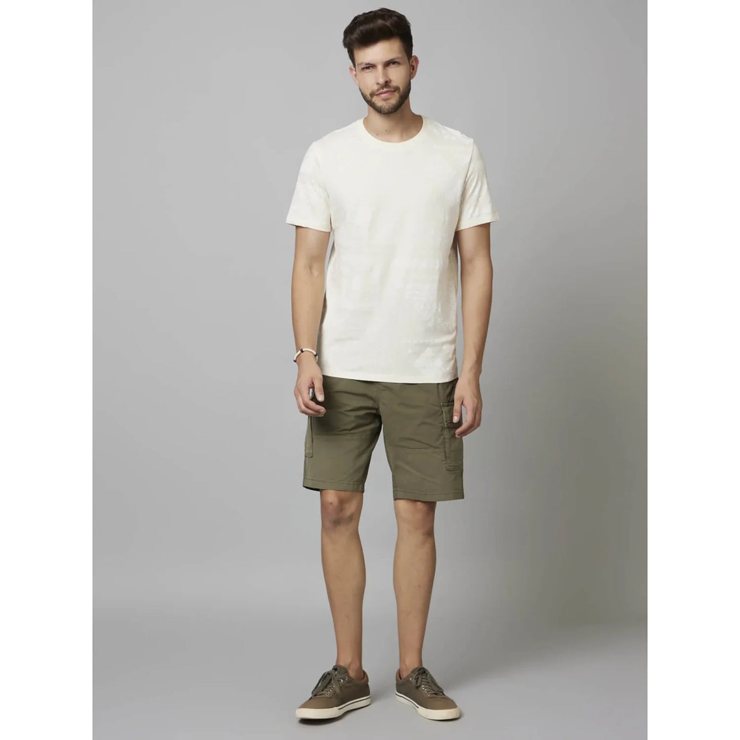 Celio* Graphics Regular Fit Cotton Off White T-Shirt