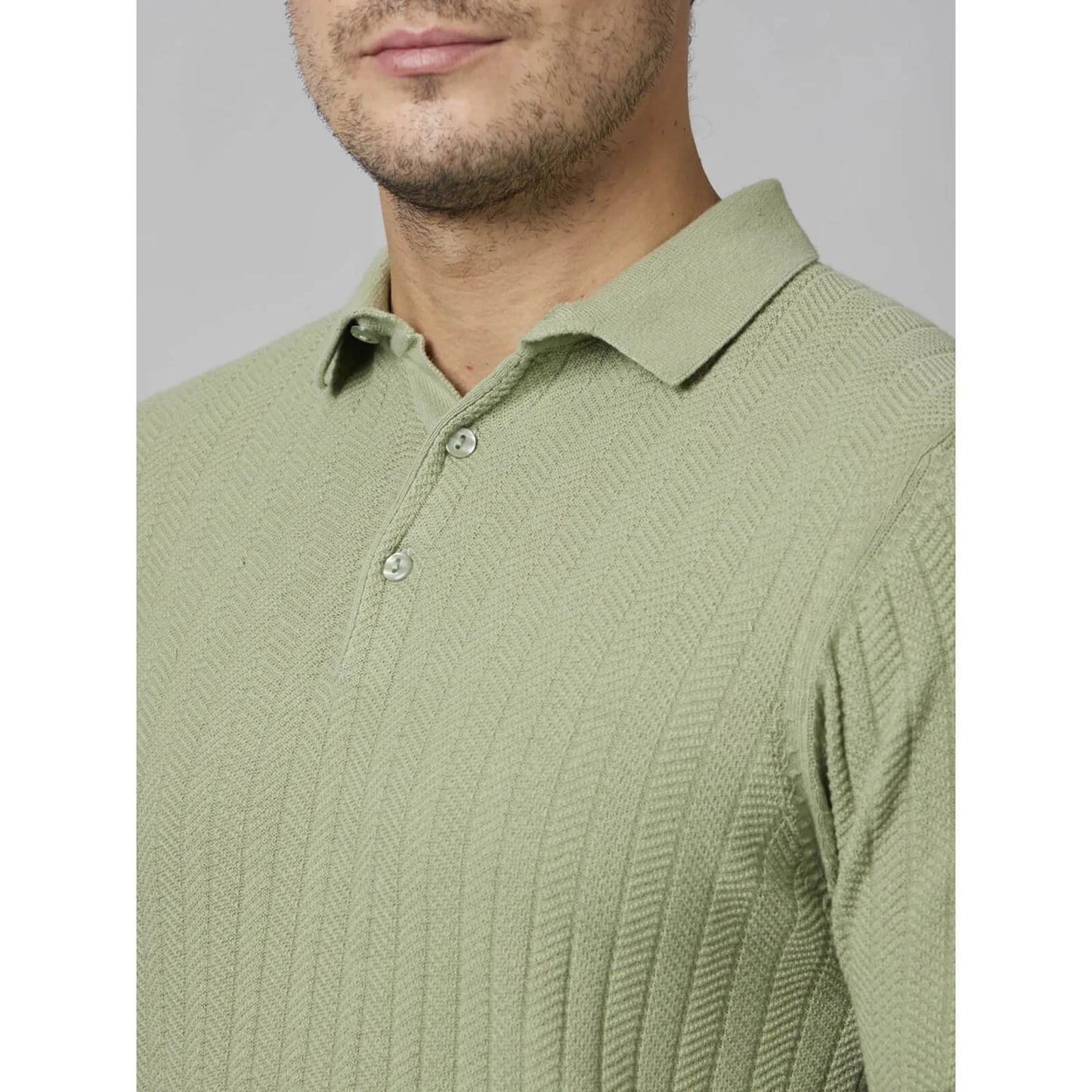 Celio* Self-Design Regular Fit Cotton Olive T-Shirt