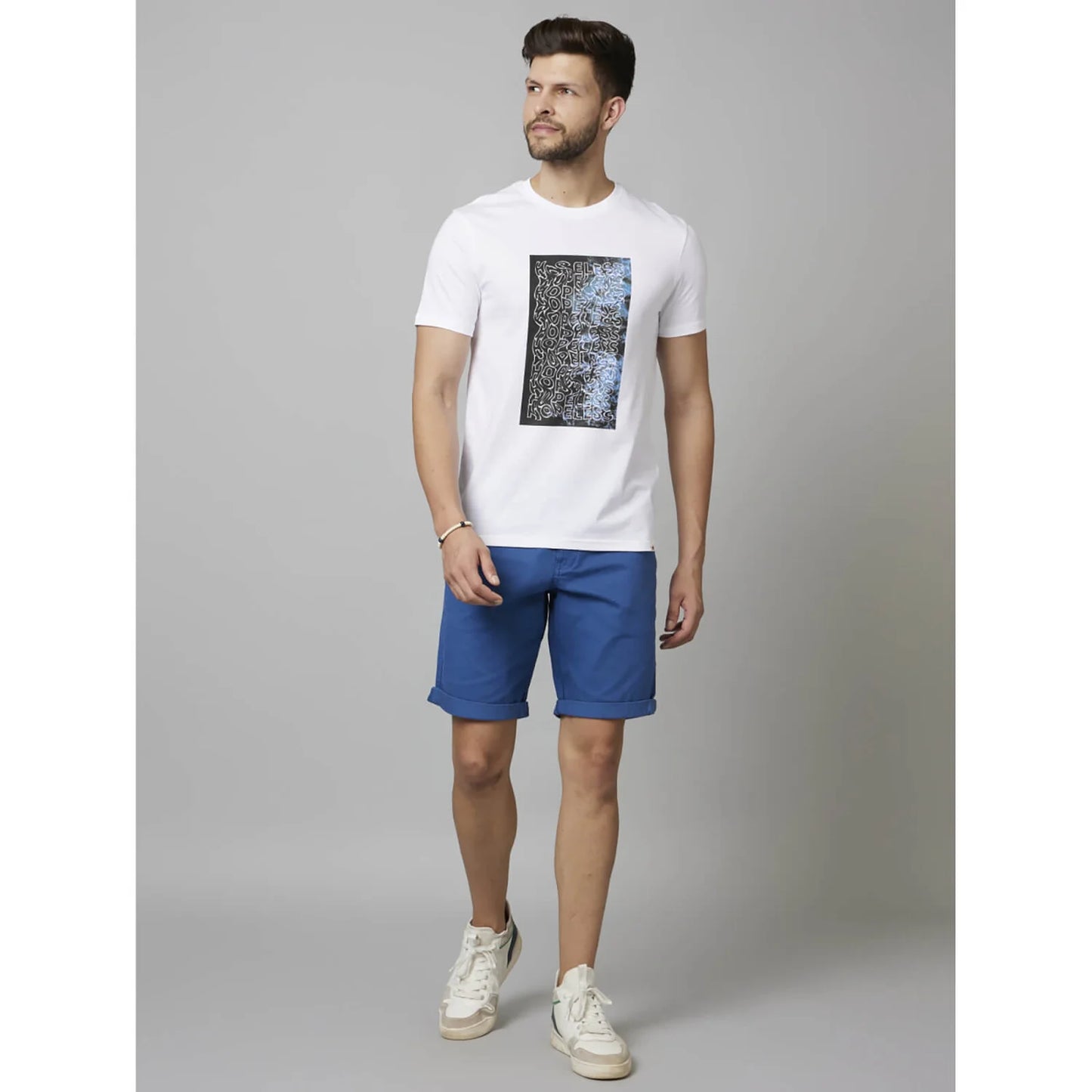 Celio* Graphics Regular Fit Cotton White T-Shirt