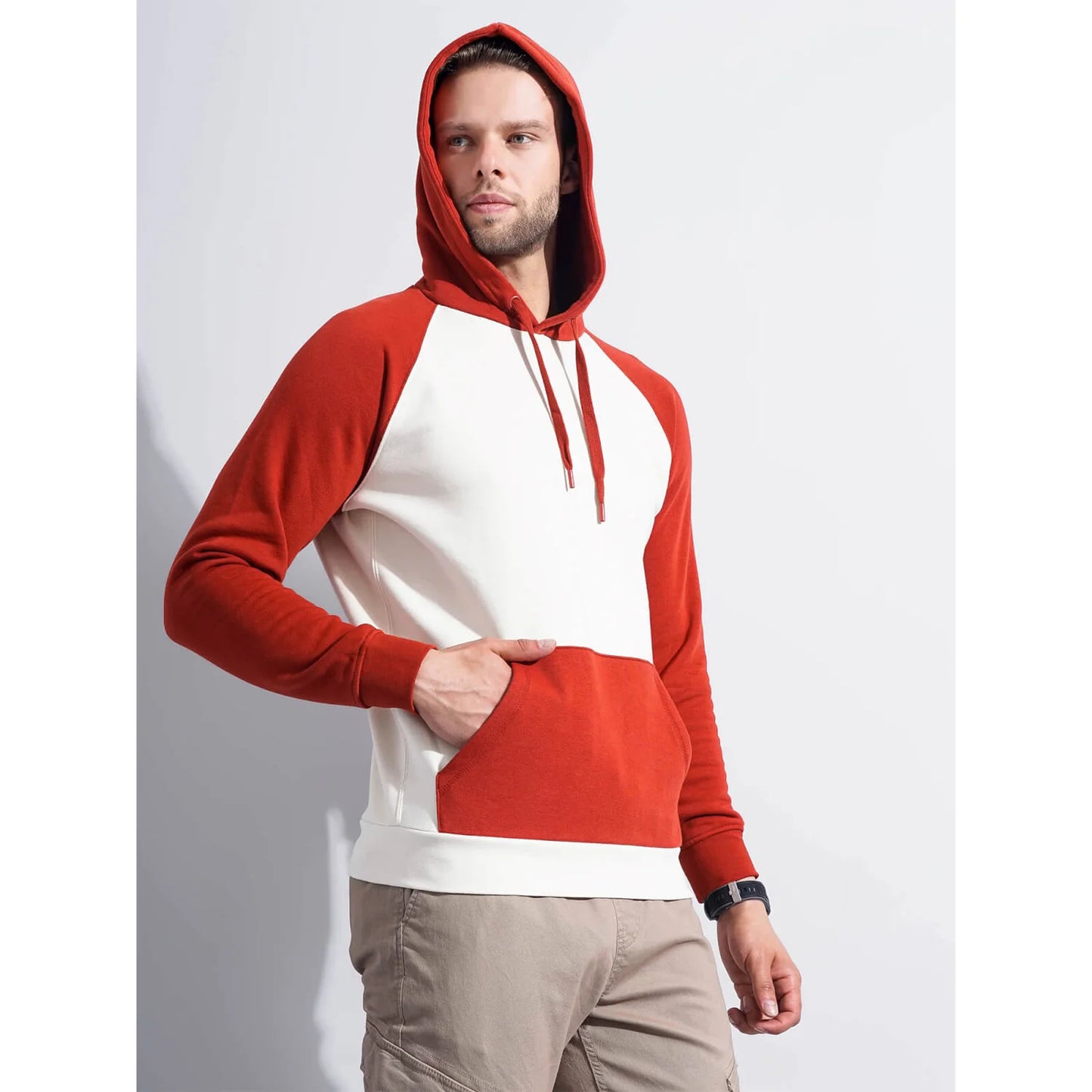 Celio* Colourblock Regular Fit Cotton-Poly-Blend Red Sweatshirt