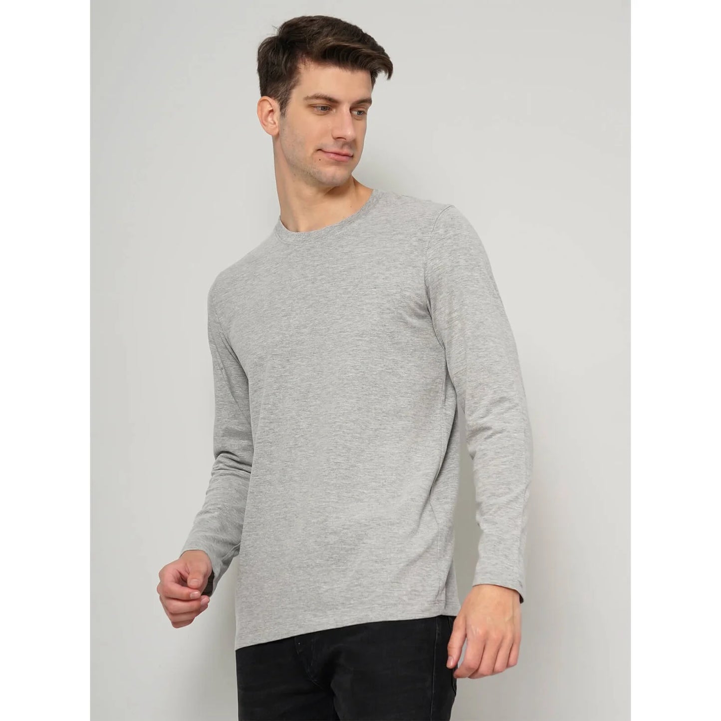 Celio* Solid Relaxed Fit Cotton Grey T-Shirt