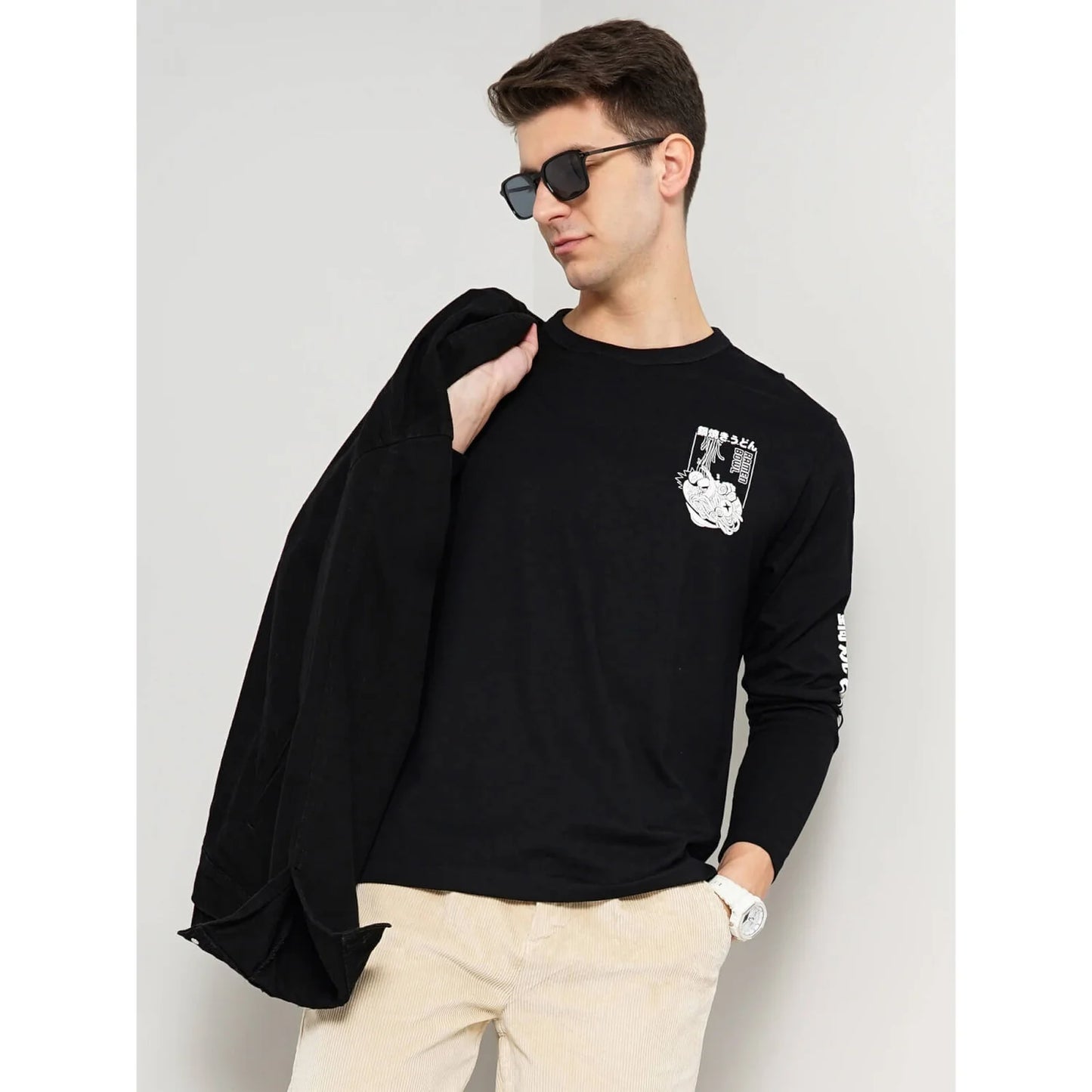 Celio* Graphics Relaxed Fit Cotton Black T-Shirt