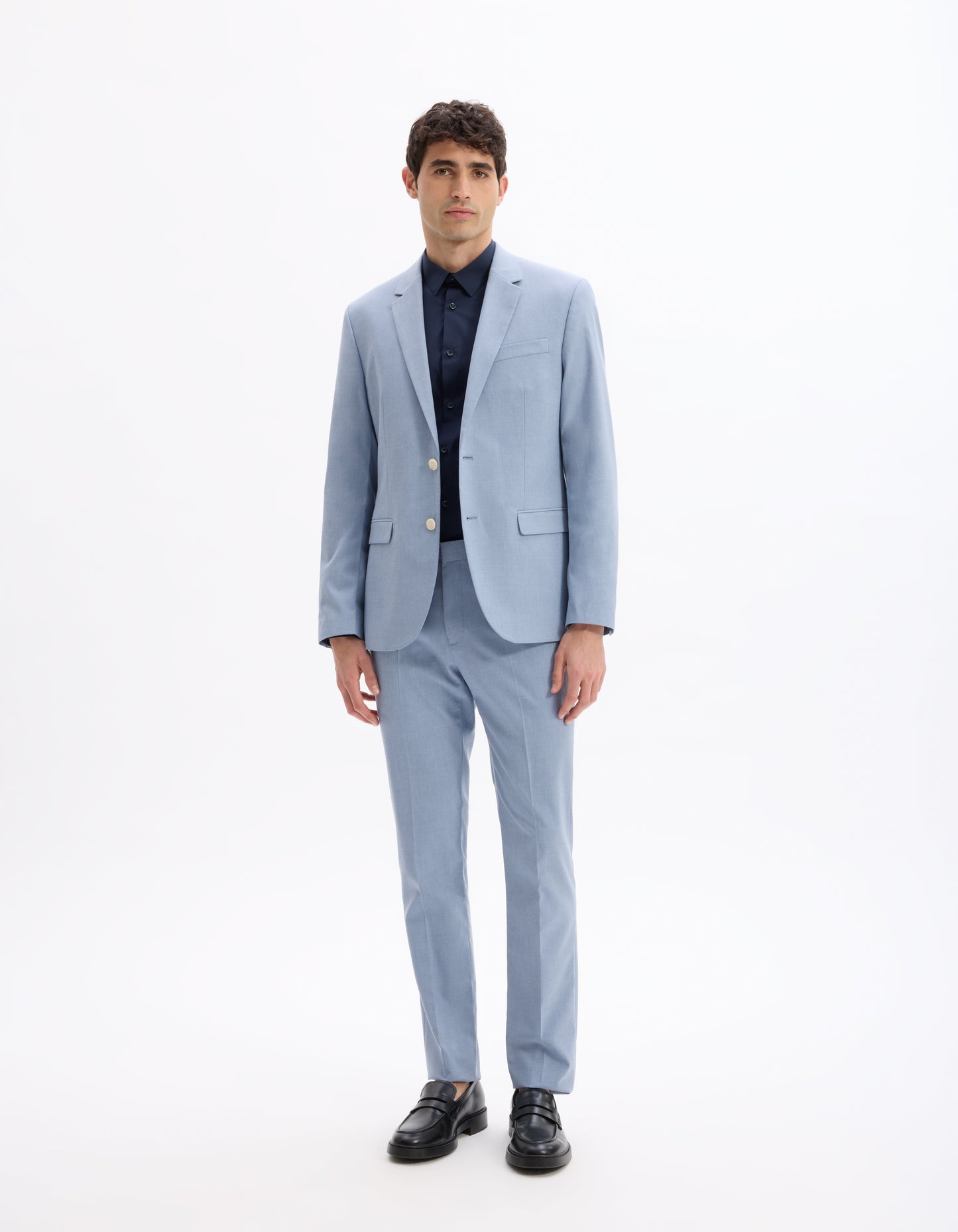 Celio* Men Blue Solid Slim Fit Polyester Blend Jacket