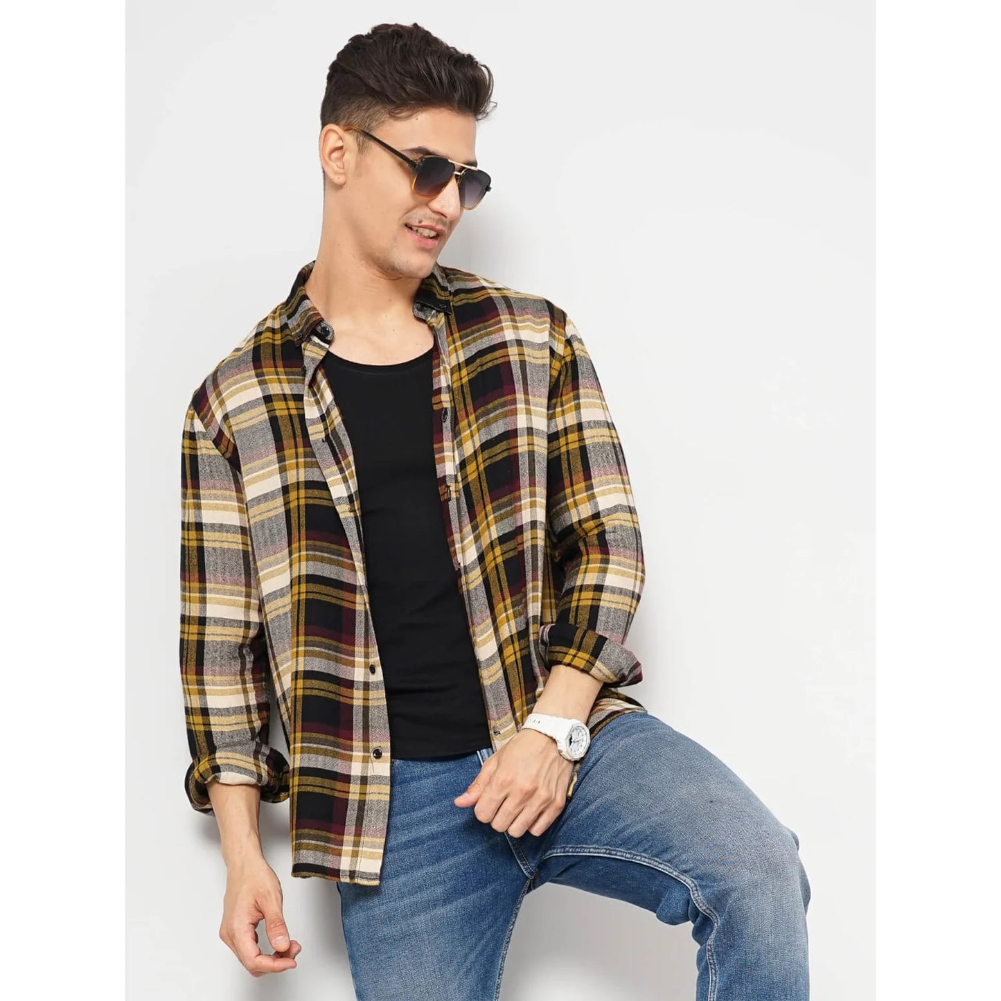 Celio* Checked Regular Fit Viscose Multi Shirt