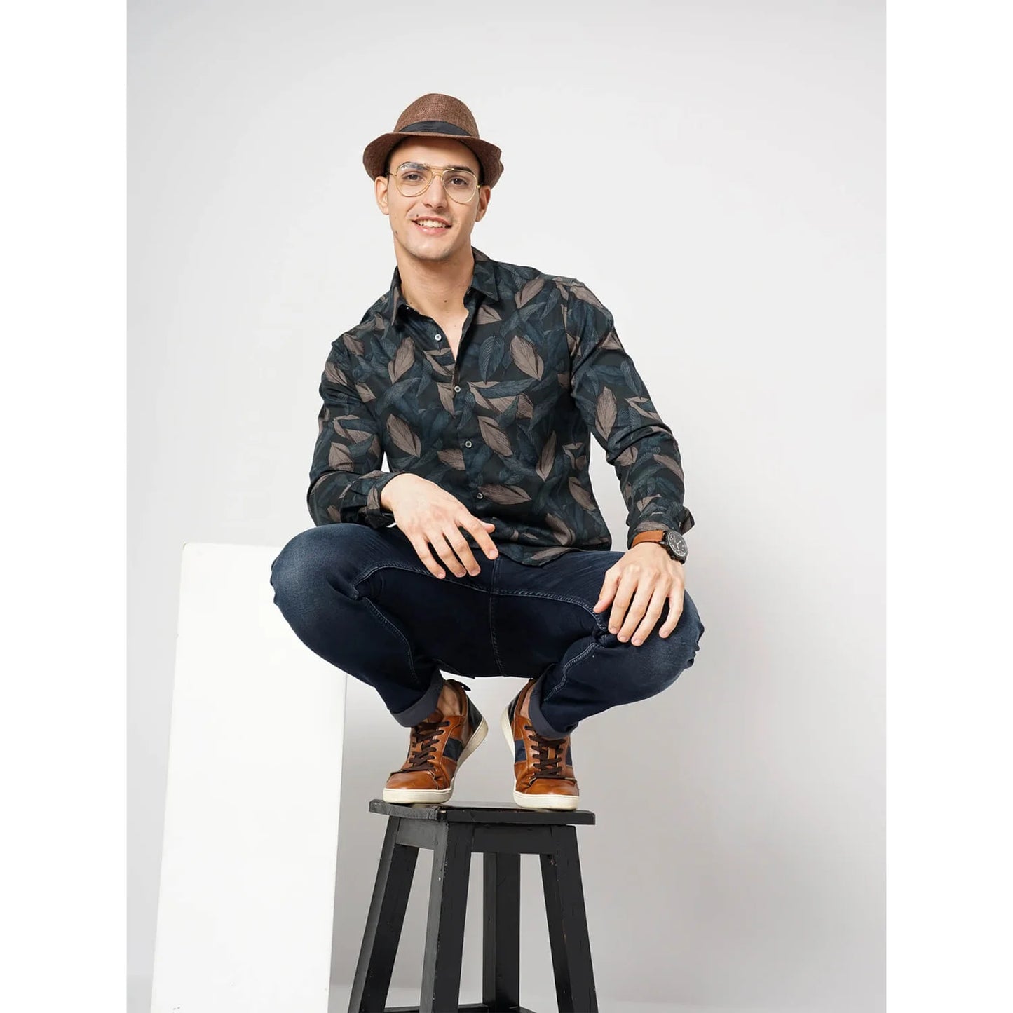 Celio* Botanical Regular Fit Cotton Multi Shirt