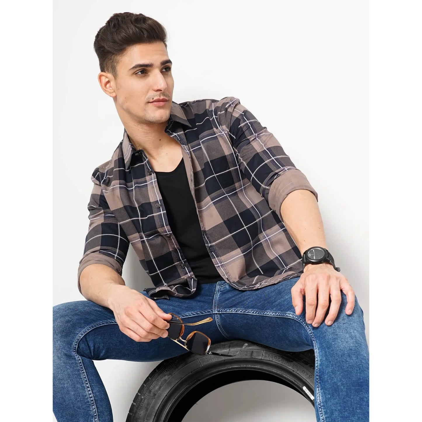 Celio* Checked Regular Fit Cotton-Blend Multi Shirt