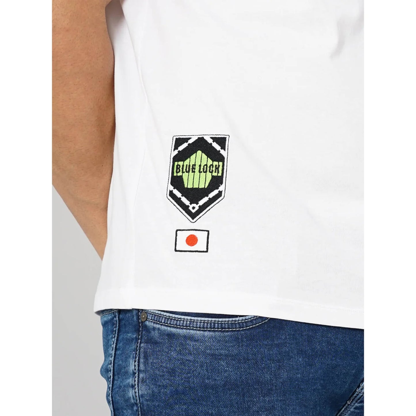 Celio Blue_Lock Regular Fit Cotton White T-Shirt