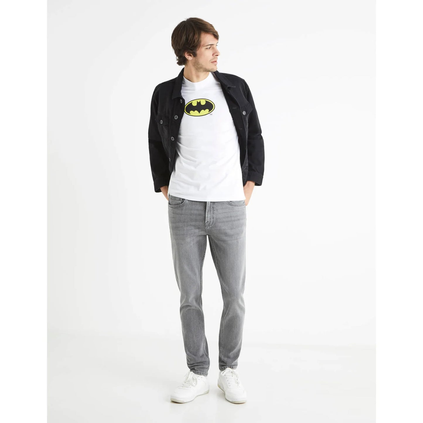 Celio* Batman Regular Fit Cotton White T-Shirt