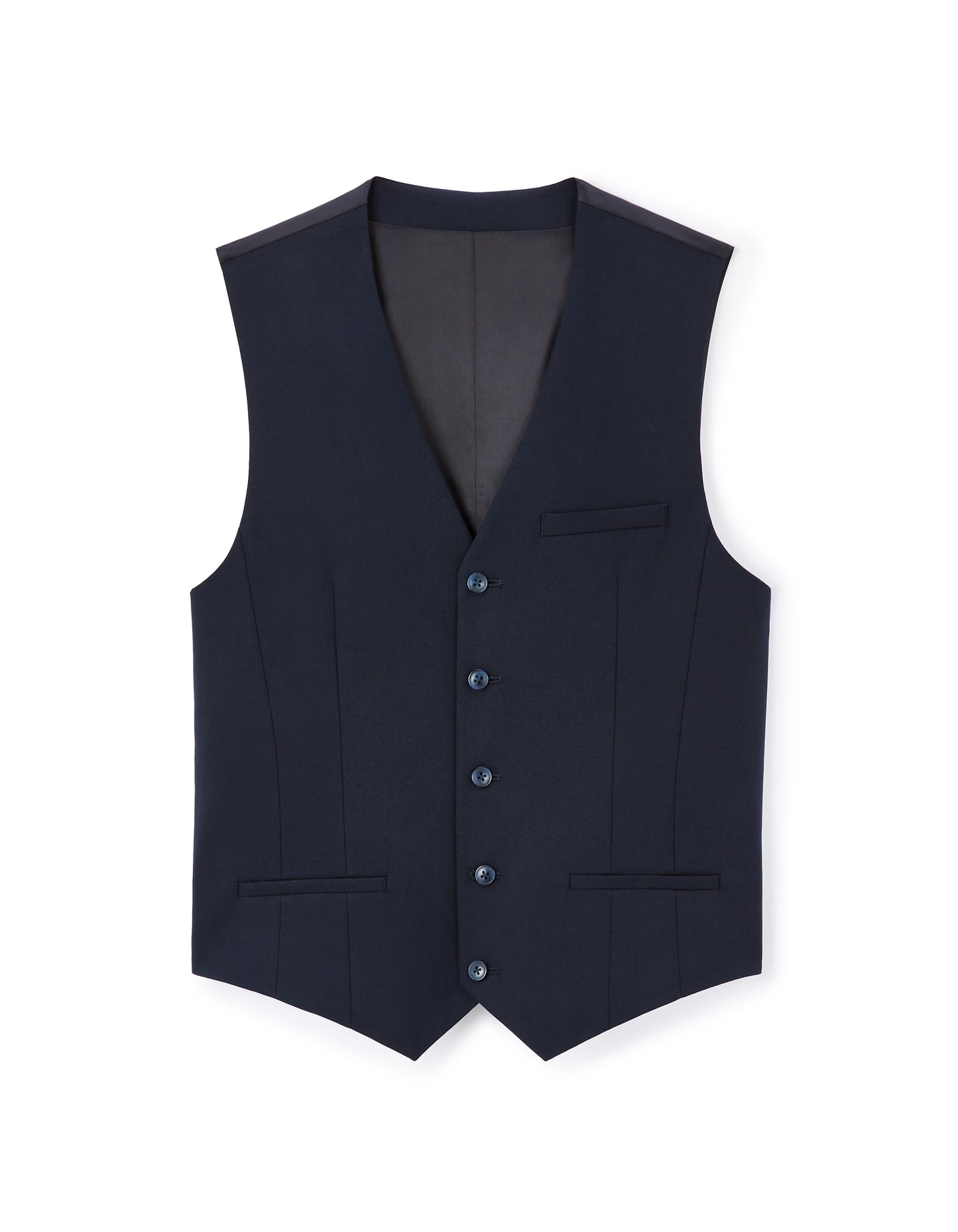 Regular Fit Polyester Blend V Neck Waistcoat - Navy Blue