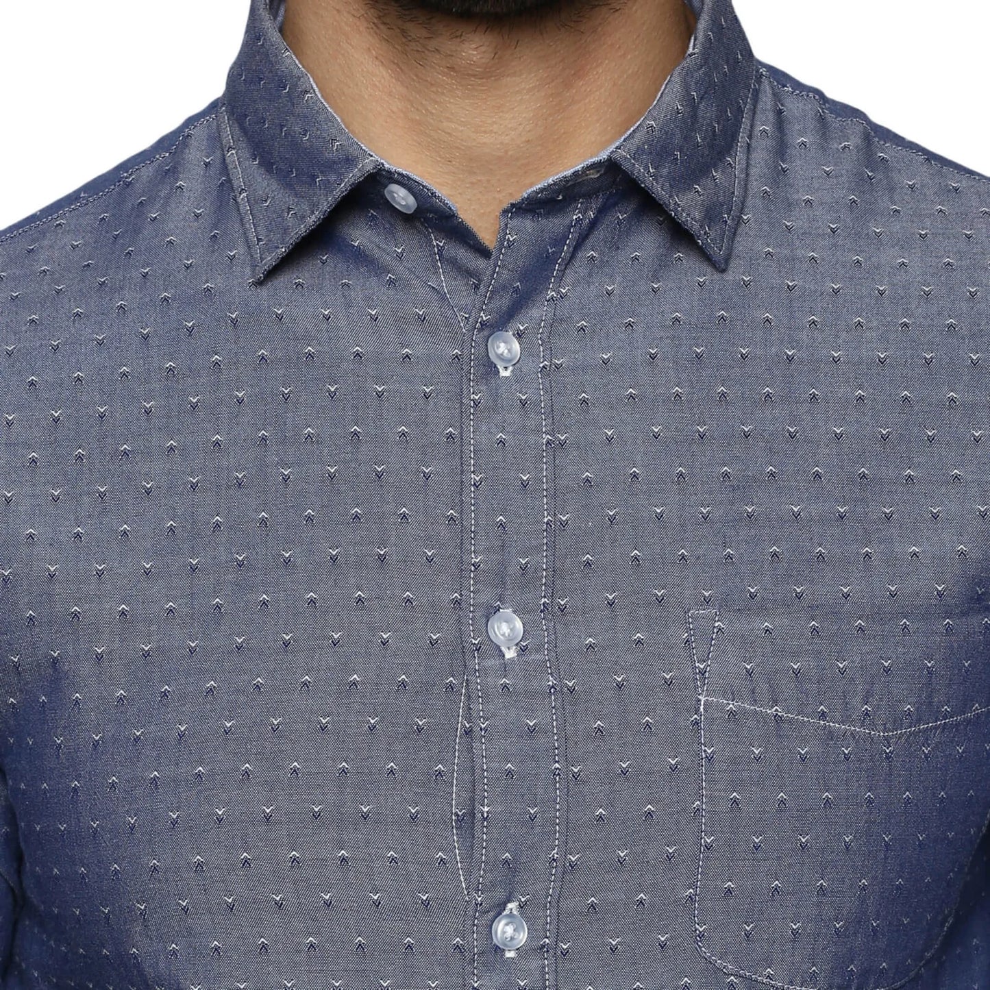 Celio* Micro-Print Regular Fit Cotton Blue Shirt