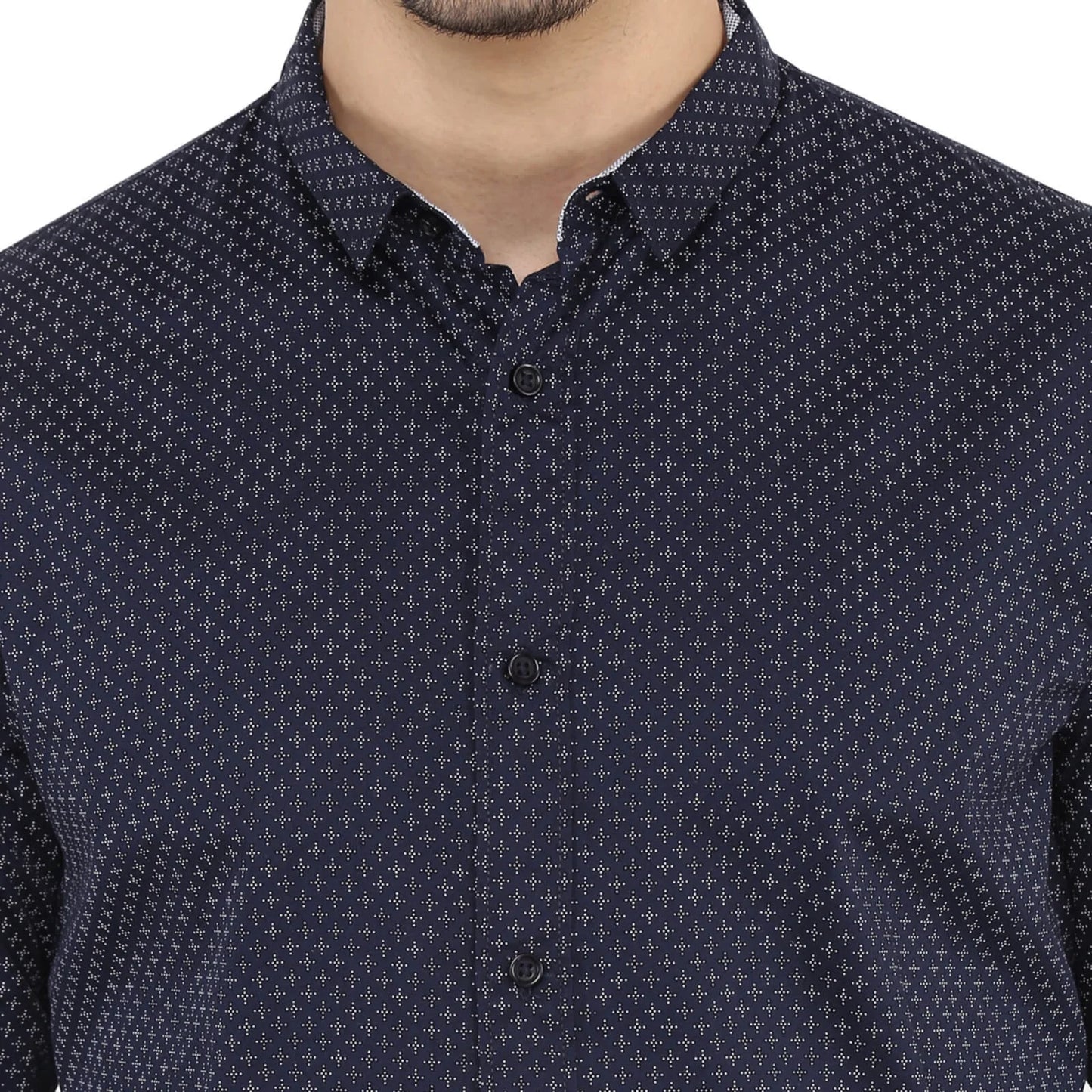 Celio* Micro-Print Regular Fit Cotton Blue Shirt