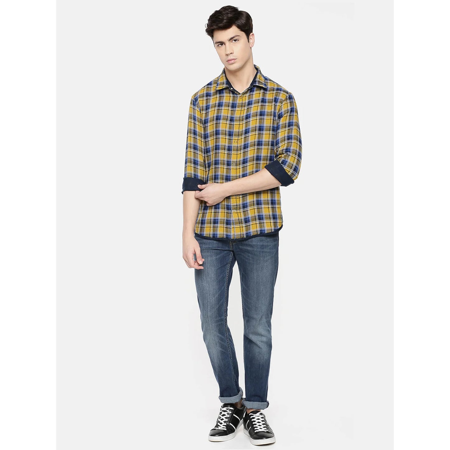 Celio* Printed Regular Fit Cotton Blue Shirt